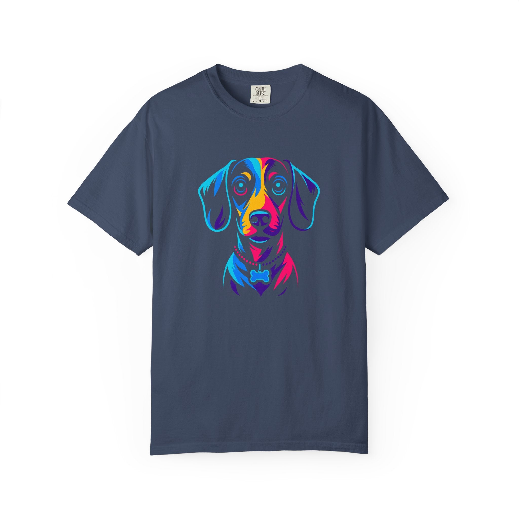Colorful Dachshund Portrait T-Shirt — Vibrant Pop Art Dog Tee for Dog Lovers