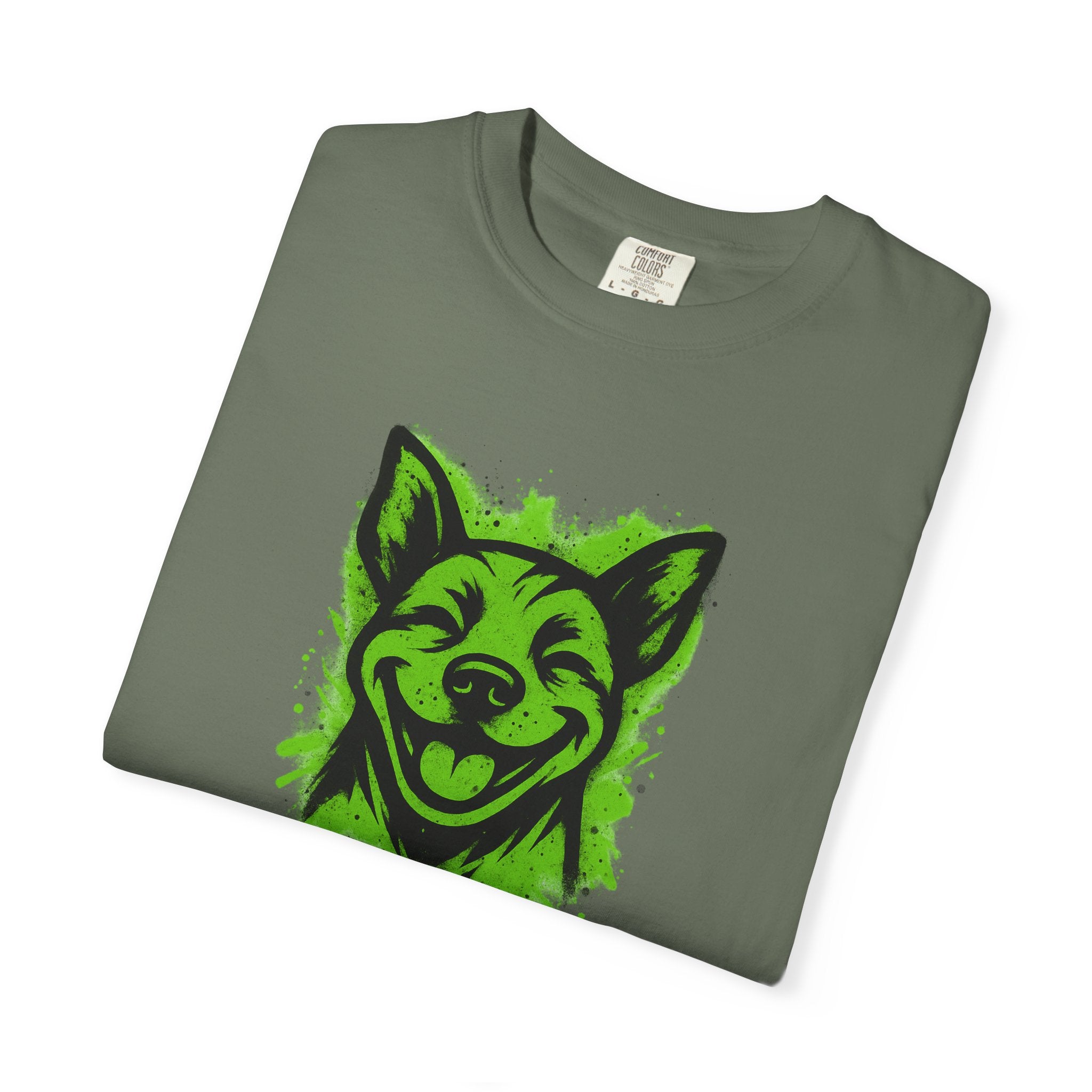 Happy Pitbull T-Shirt — Neon Green Smiling Dog Graphic Tee
