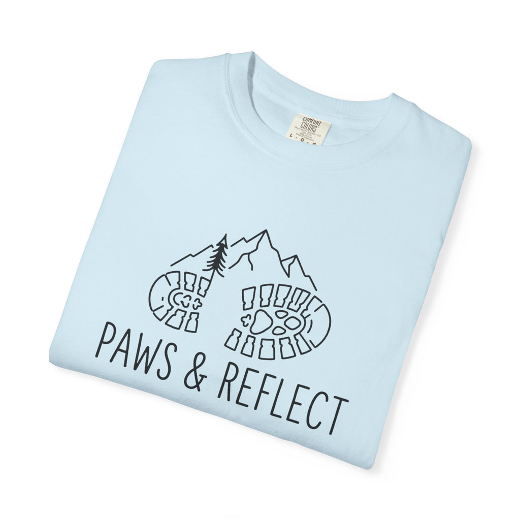 Paws & Reflect Hiking T-Shirt — Dog Paw Trail Graphic Tee