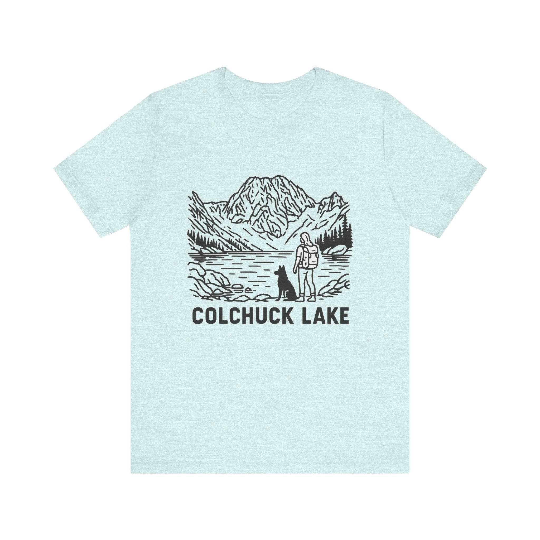 Outdoor Adventures Tee, Colchuck Lake Graphic Shirt, Dog Lover Gift, Hiking Outfit, Camping Wear, Unisex Short Sleeve Tee
