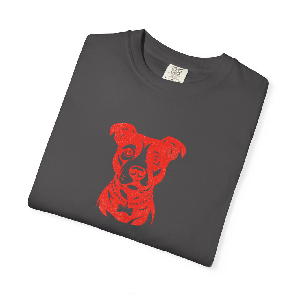 Pitbull Portrait T‑Shirt — Red Dog Graphic Tee for Pet Lovers