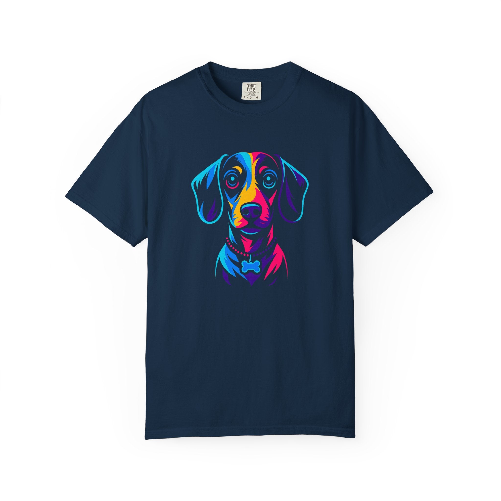 Colorful Dachshund Portrait T-Shirt — Vibrant Pop Art Dog Tee for Dog Lovers