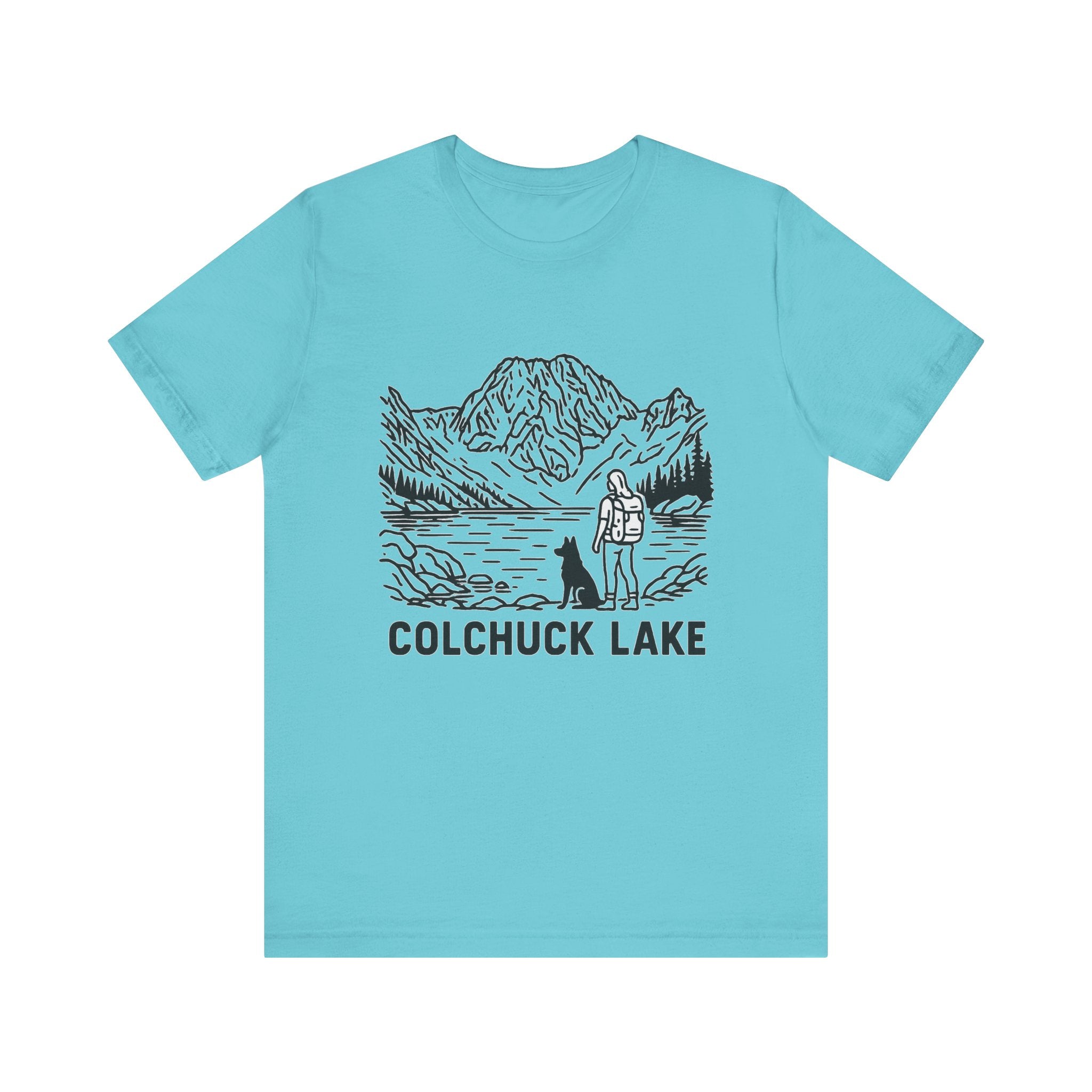 Outdoor Adventures Tee, Colchuck Lake Graphic Shirt, Dog Lover Gift, Hiking Outfit, Camping Wear, Unisex Short Sleeve Tee