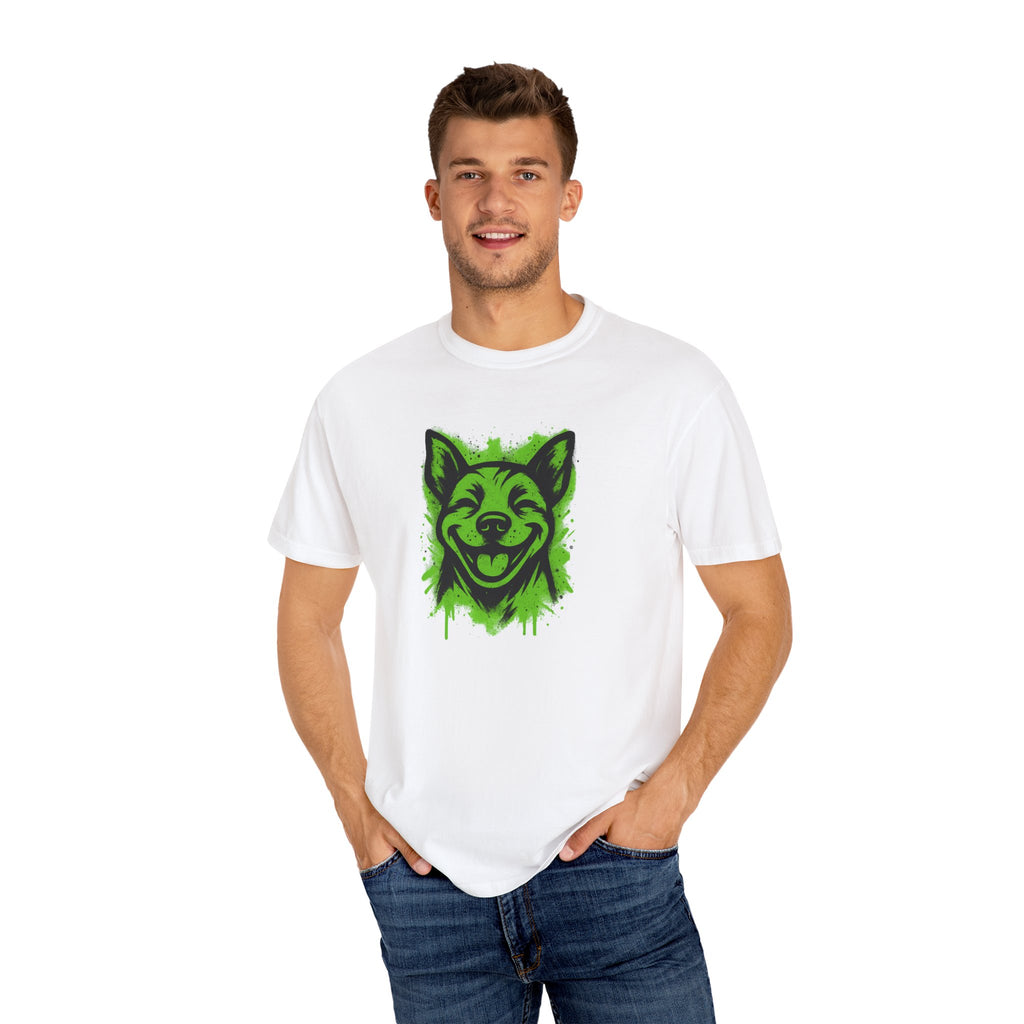 Happy Pitbull T-Shirt — Neon Green Smiling Dog Graphic Tee