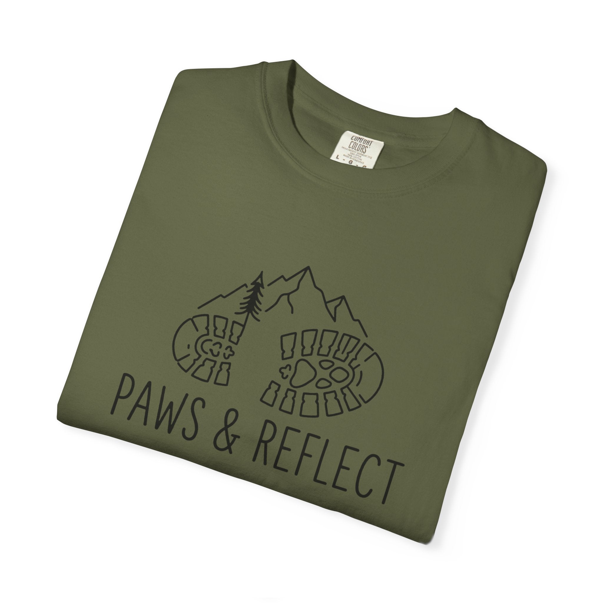 Paws & Reflect Hiking T-Shirt — Dog Paw Trail Graphic Tee
