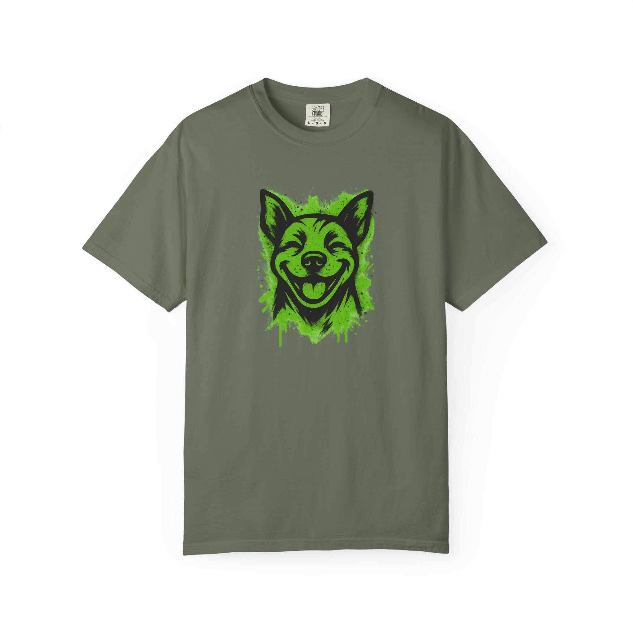 Happy Pitbull T-Shirt — Neon Green Smiling Dog Graphic Tee