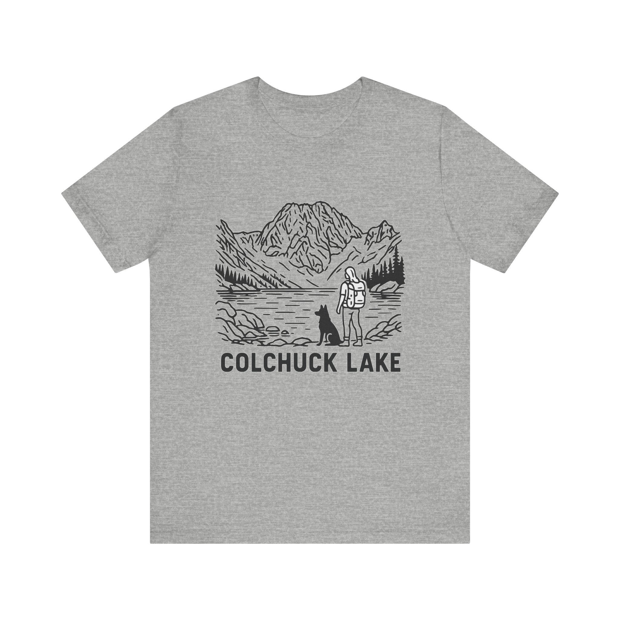 Outdoor Adventures Tee, Colchuck Lake Graphic Shirt, Dog Lover Gift, Hiking Outfit, Camping Wear, Unisex Short Sleeve Tee