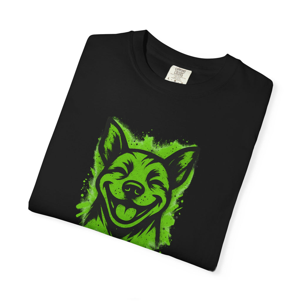 Happy Pitbull T-Shirt — Neon Green Smiling Dog Graphic Tee