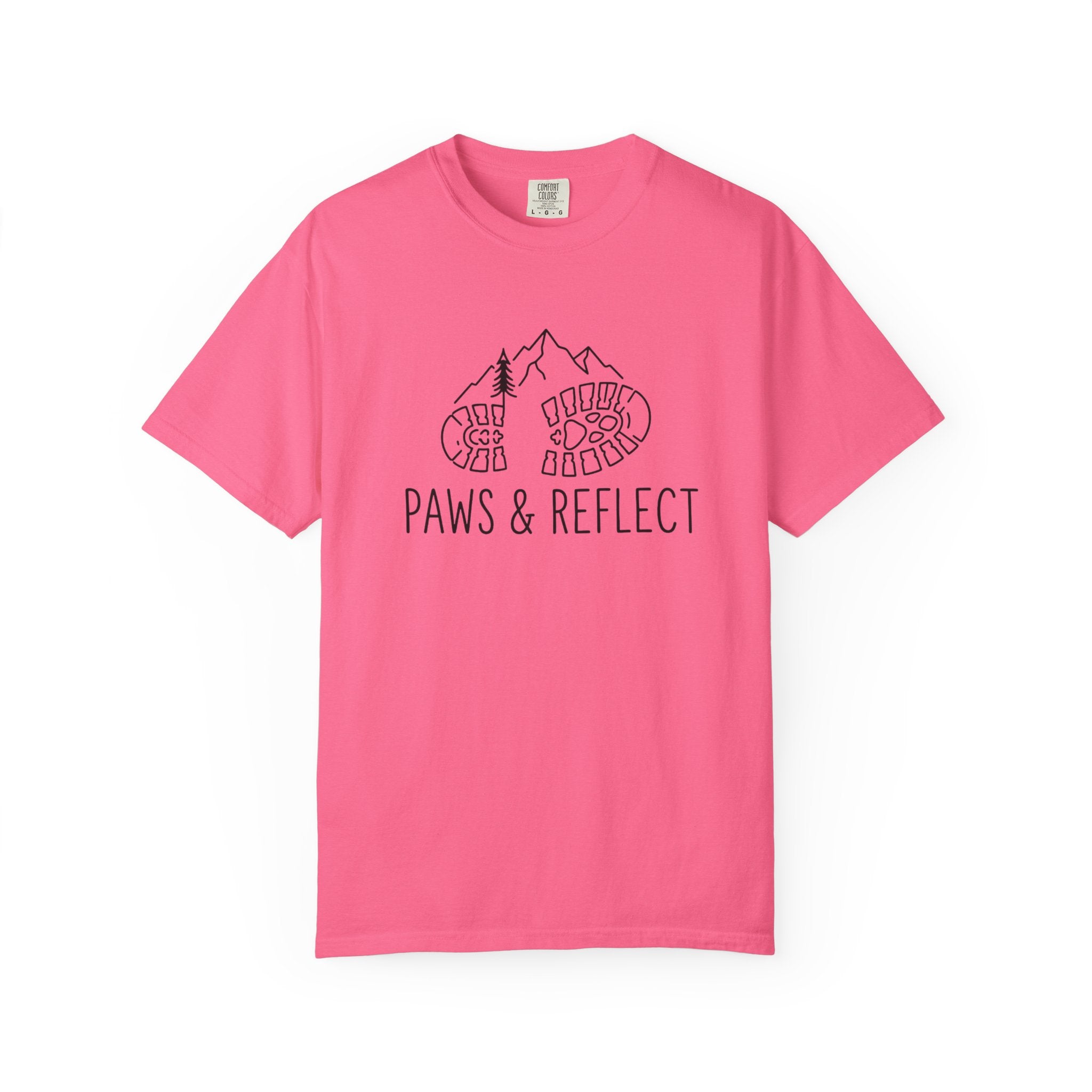 Paws & Reflect Hiking T-Shirt — Dog Paw Trail Graphic Tee