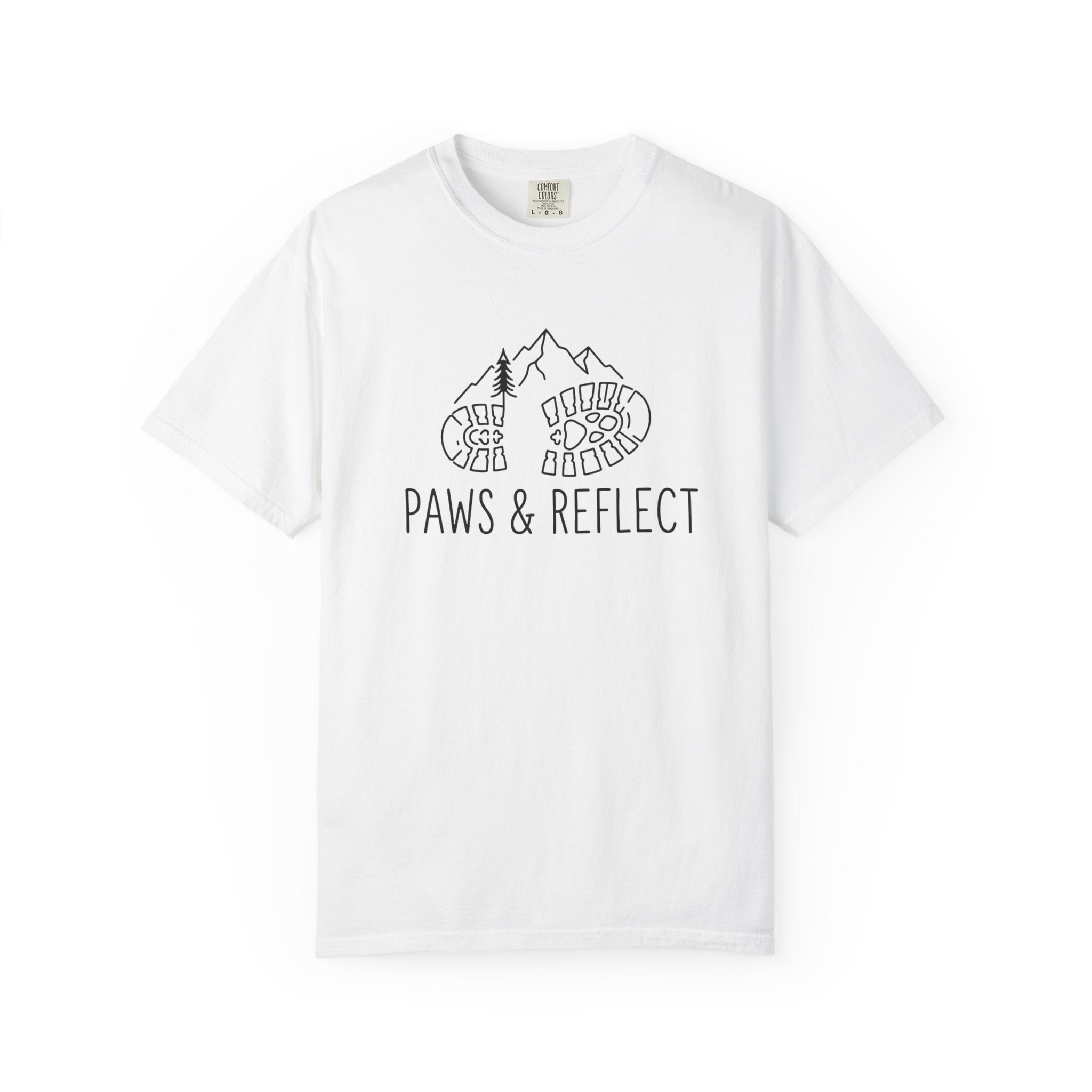 Paws & Reflect Hiking T-Shirt — Dog Paw Trail Graphic Tee