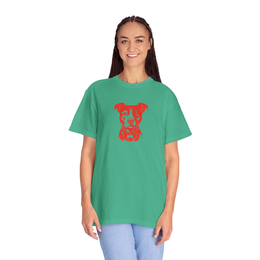 Pitbull Portrait T‑Shirt — Red Dog Graphic Tee for Pet Lovers