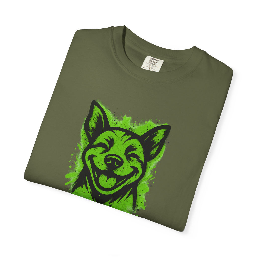 Happy Pitbull T-Shirt — Neon Green Smiling Dog Graphic Tee