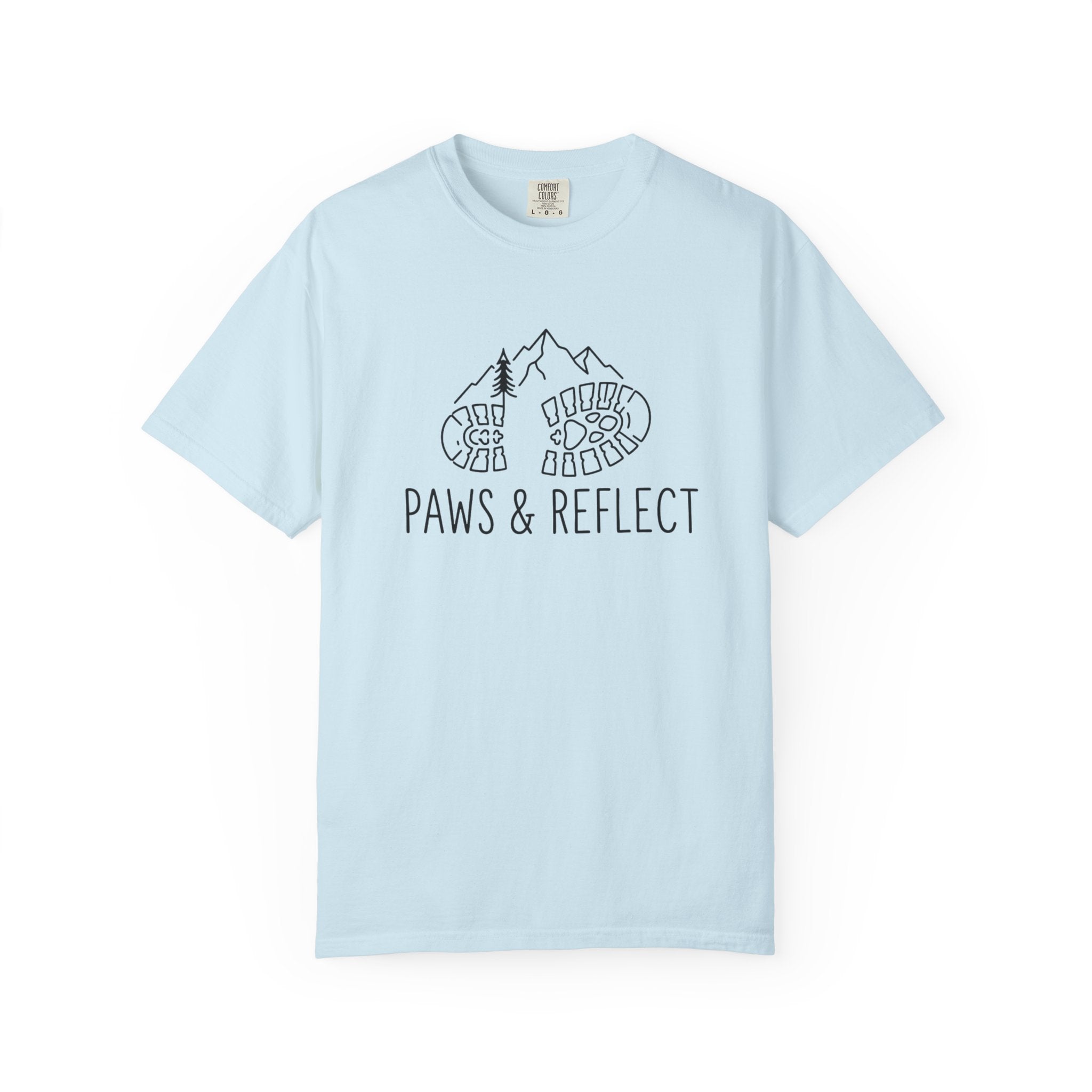 Paws & Reflect Hiking T-Shirt — Dog Paw Trail Graphic Tee