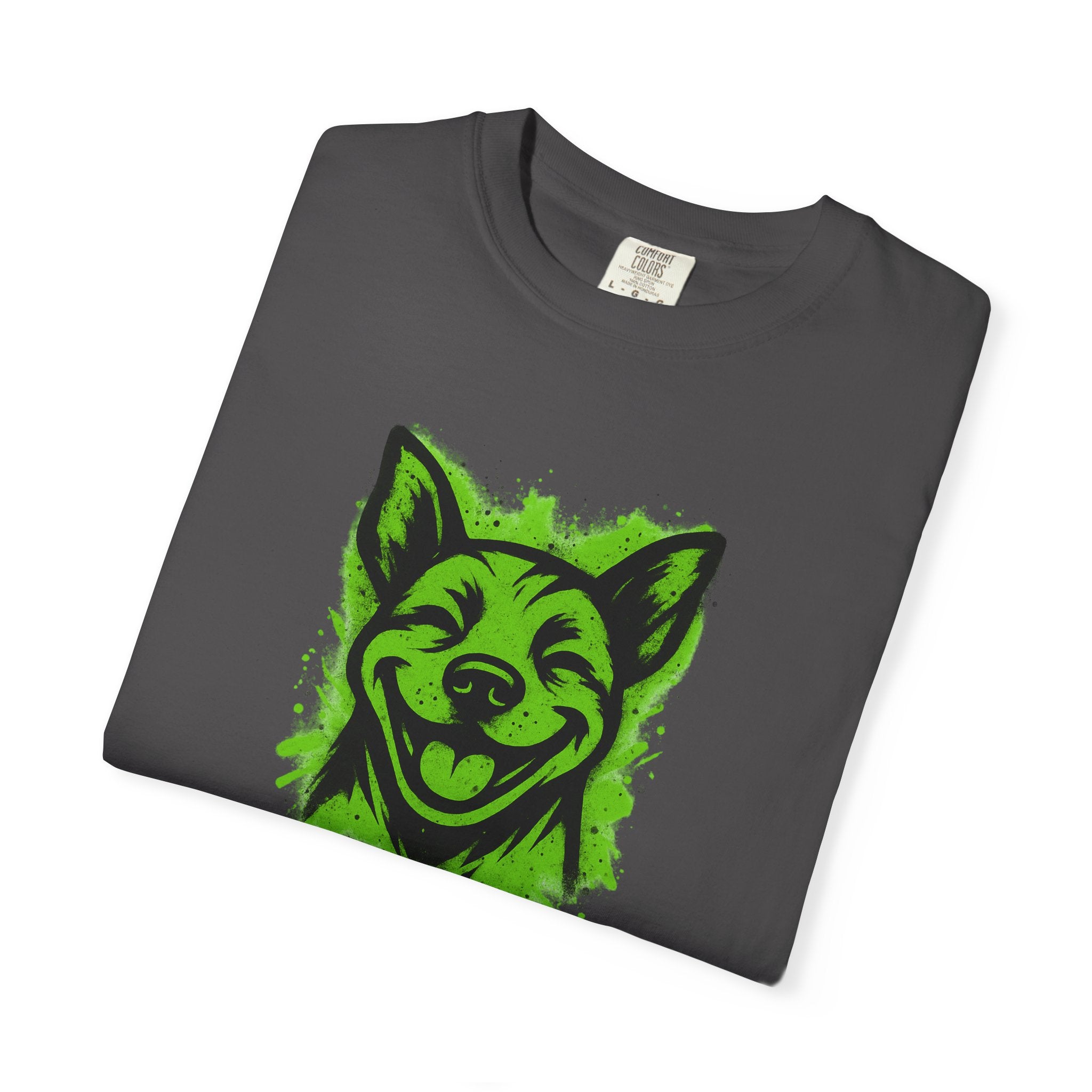 Happy Pitbull T-Shirt — Neon Green Smiling Dog Graphic Tee