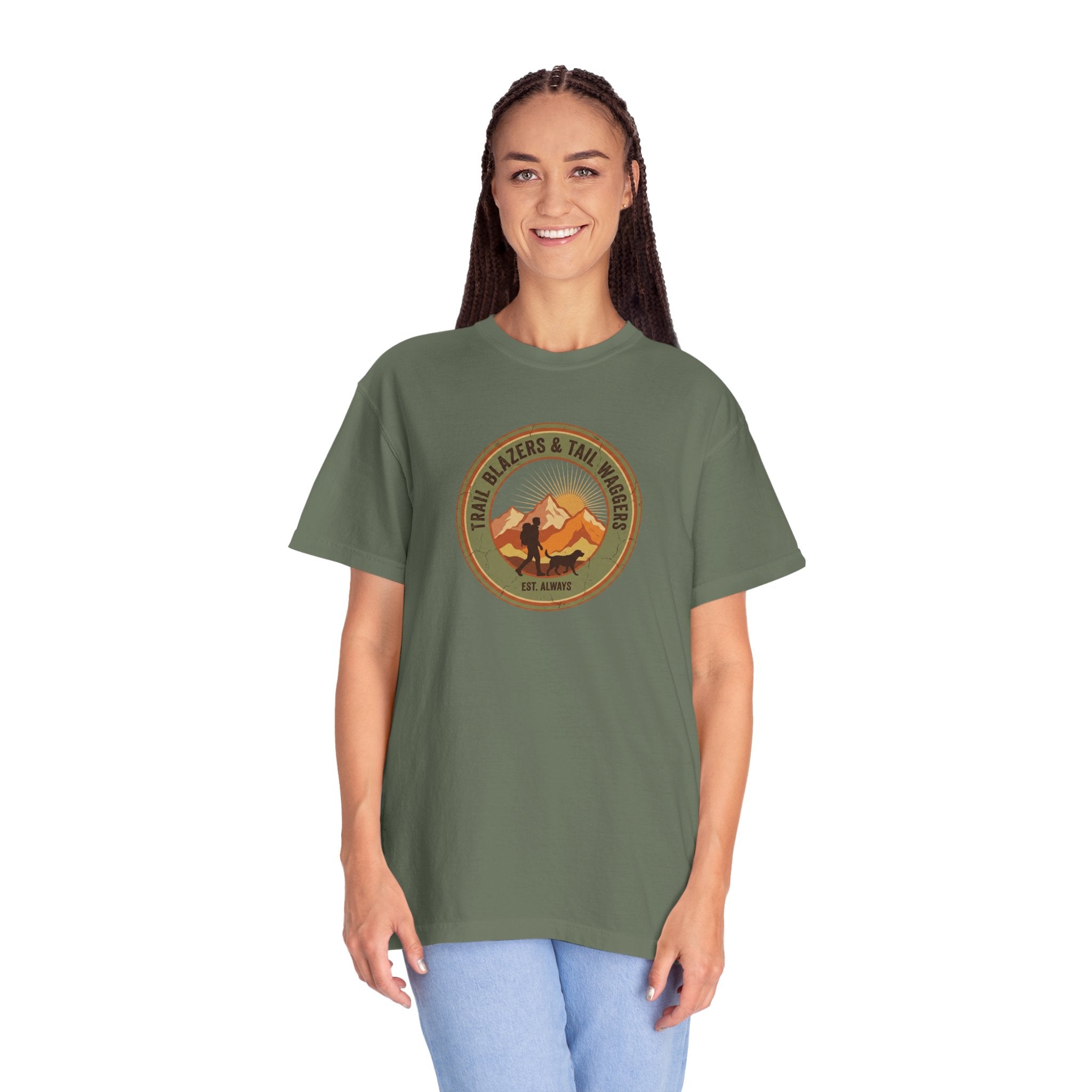 Adventure Mountains T-Shirt — The Trails Less Traveled Patch Graphic