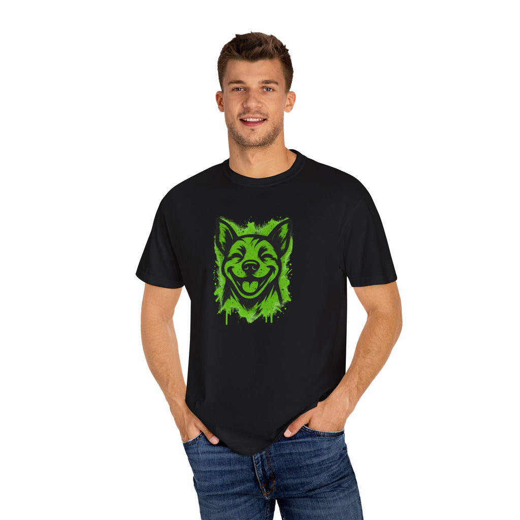 Happy Pitbull T-Shirt — Neon Green Smiling Dog Graphic Tee