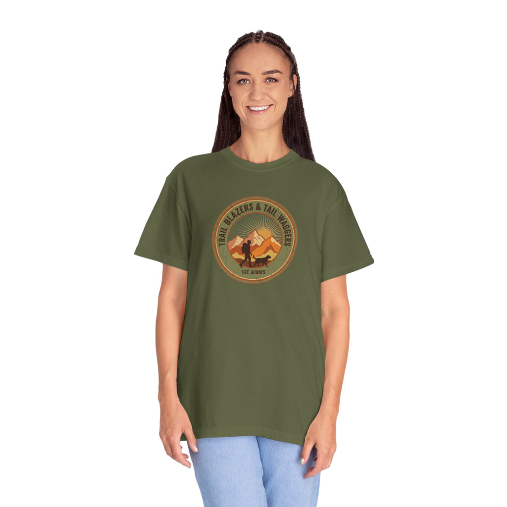 Adventure Mountains T-Shirt — The Trails Less Traveled Patch Graphic