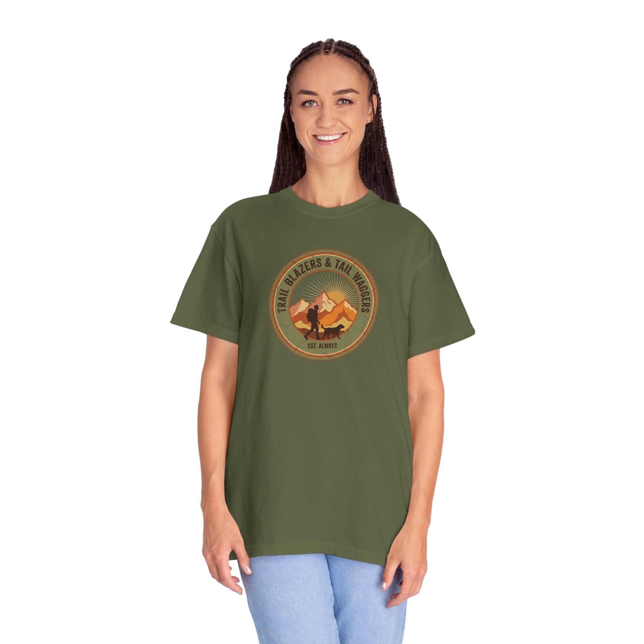 Adventure Mountains T-Shirt — The Trails Less Traveled Patch Graphic