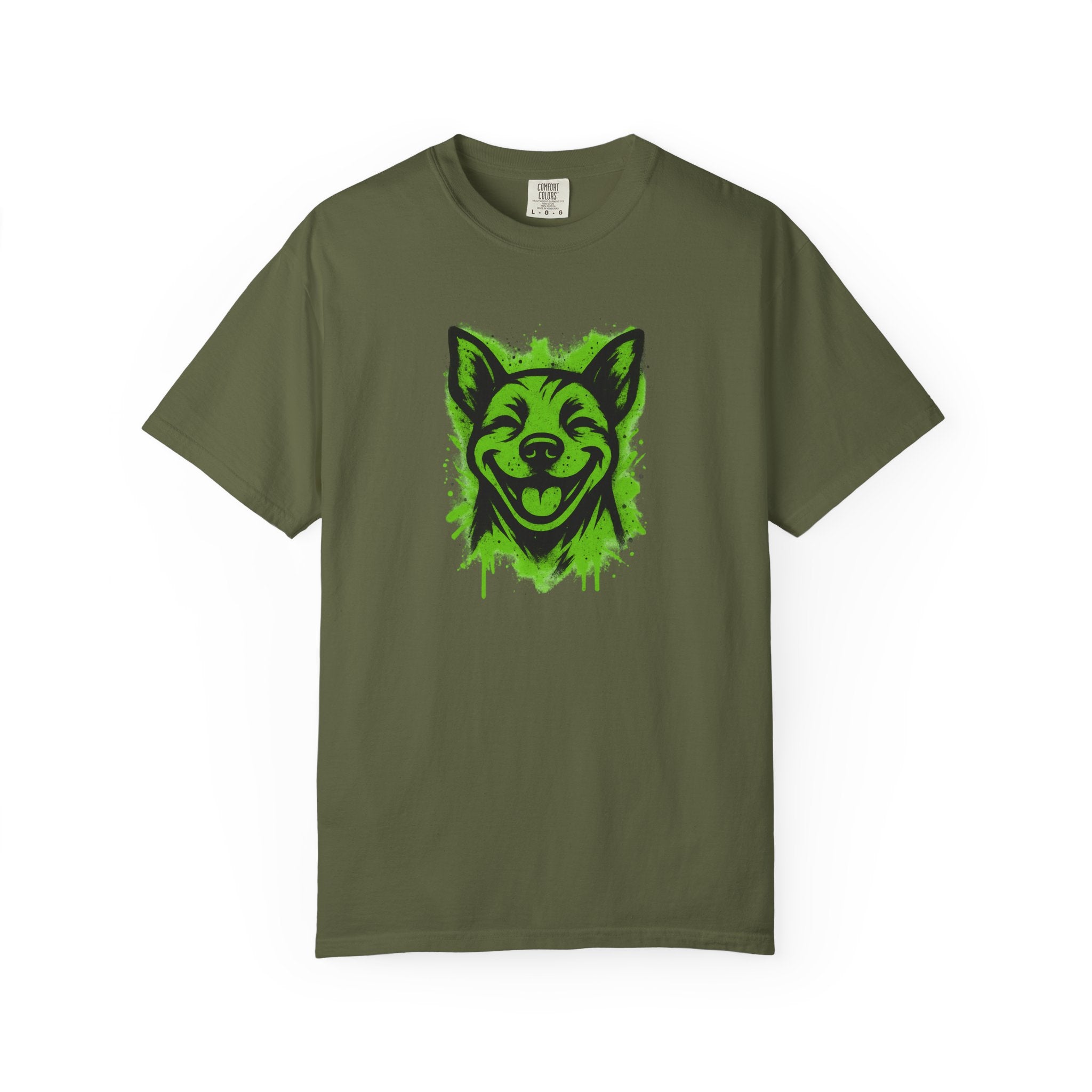 Happy Pitbull T-Shirt — Neon Green Smiling Dog Graphic Tee