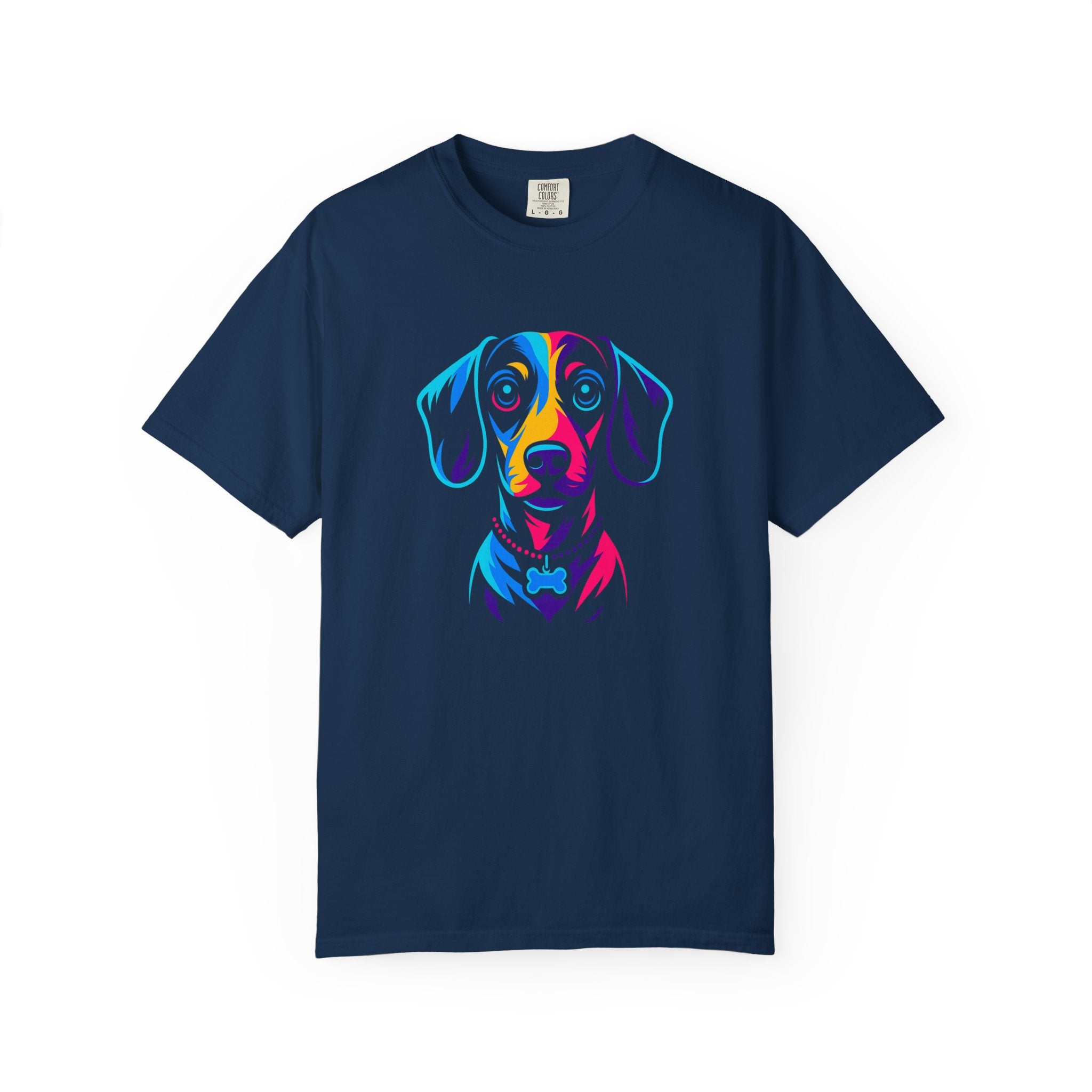Colorful Dachshund Portrait T-Shirt — Vibrant Pop Art Dog Tee for Dog Lovers