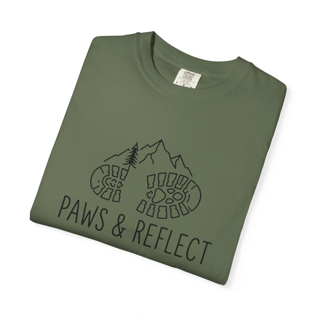 Paws & Reflect Hiking T-Shirt — Dog Paw Trail Graphic Tee