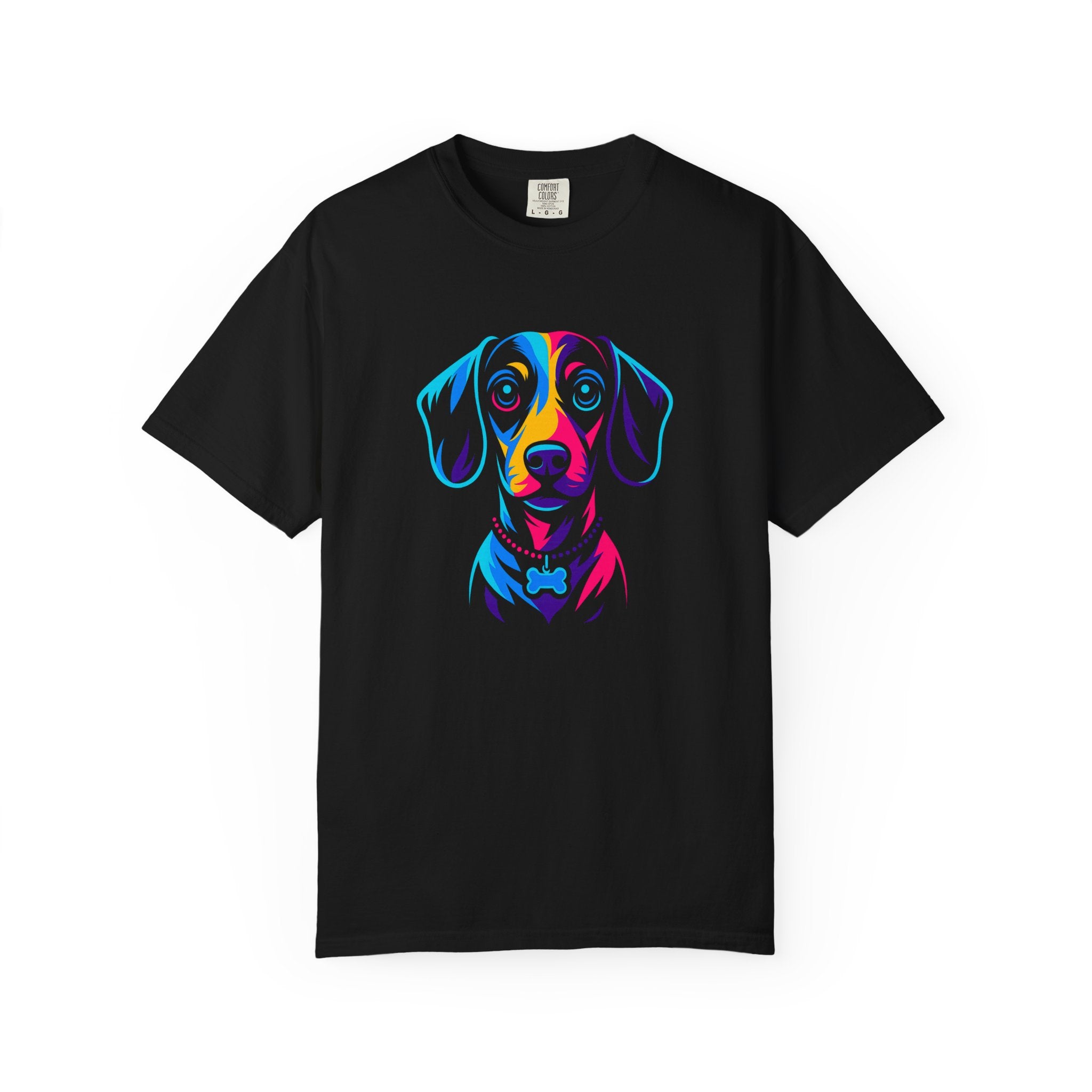 Colorful Dachshund Portrait T-Shirt — Vibrant Pop Art Dog Tee for Dog Lovers