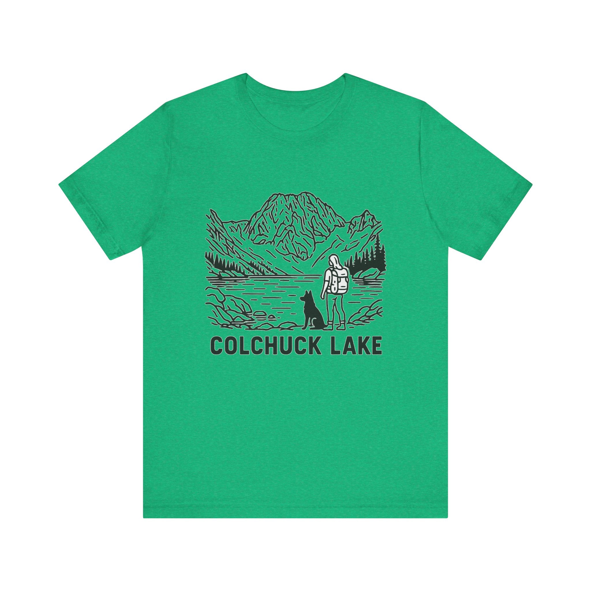 Outdoor Adventures Tee, Colchuck Lake Graphic Shirt, Dog Lover Gift, Hiking Outfit, Camping Wear, Unisex Short Sleeve Tee