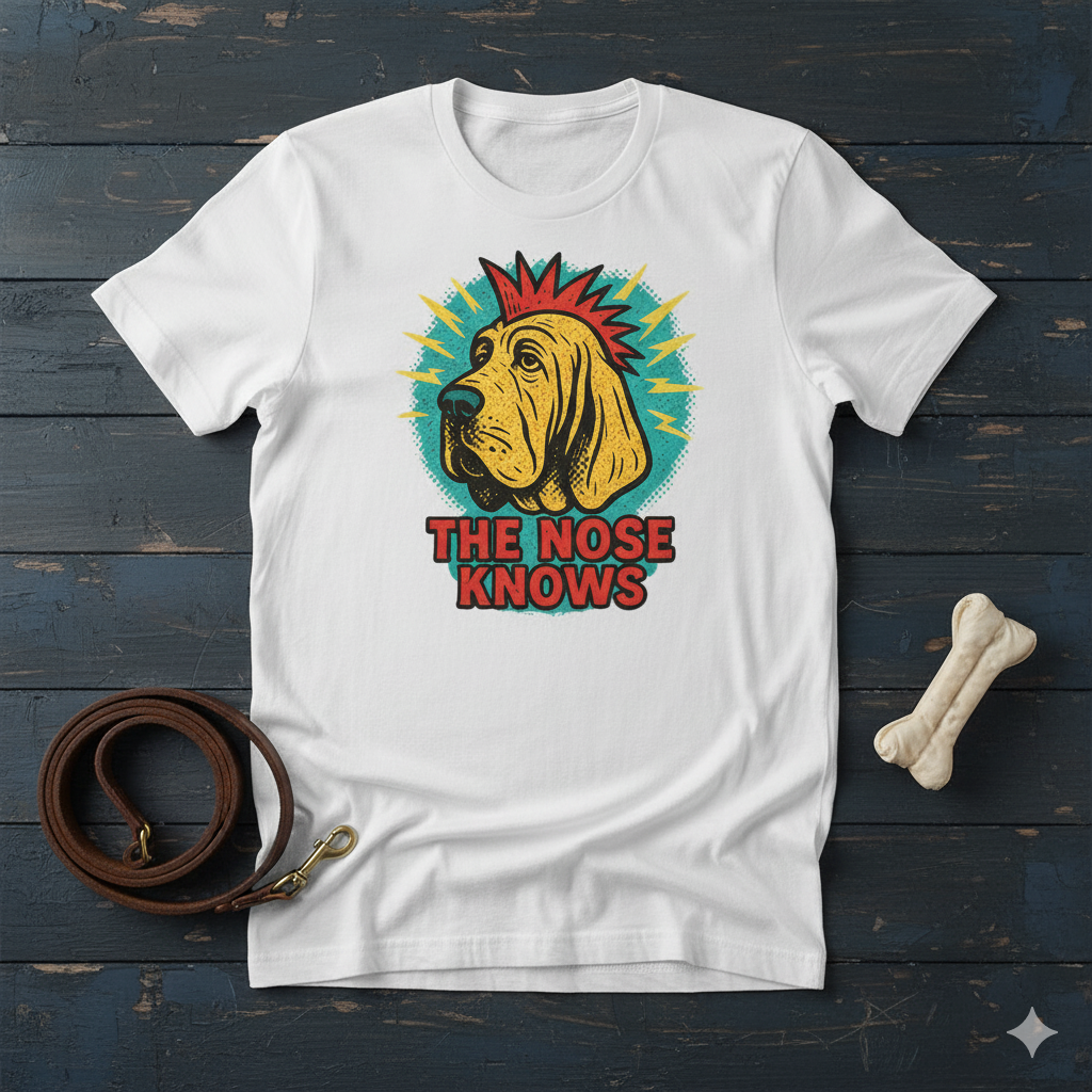 Vintage Dog Graphic Tee - The Nose Knows, Funny Pet Lover Shirt, Gift for Dog Owners, Casual Wear, Dog Mom Apparel