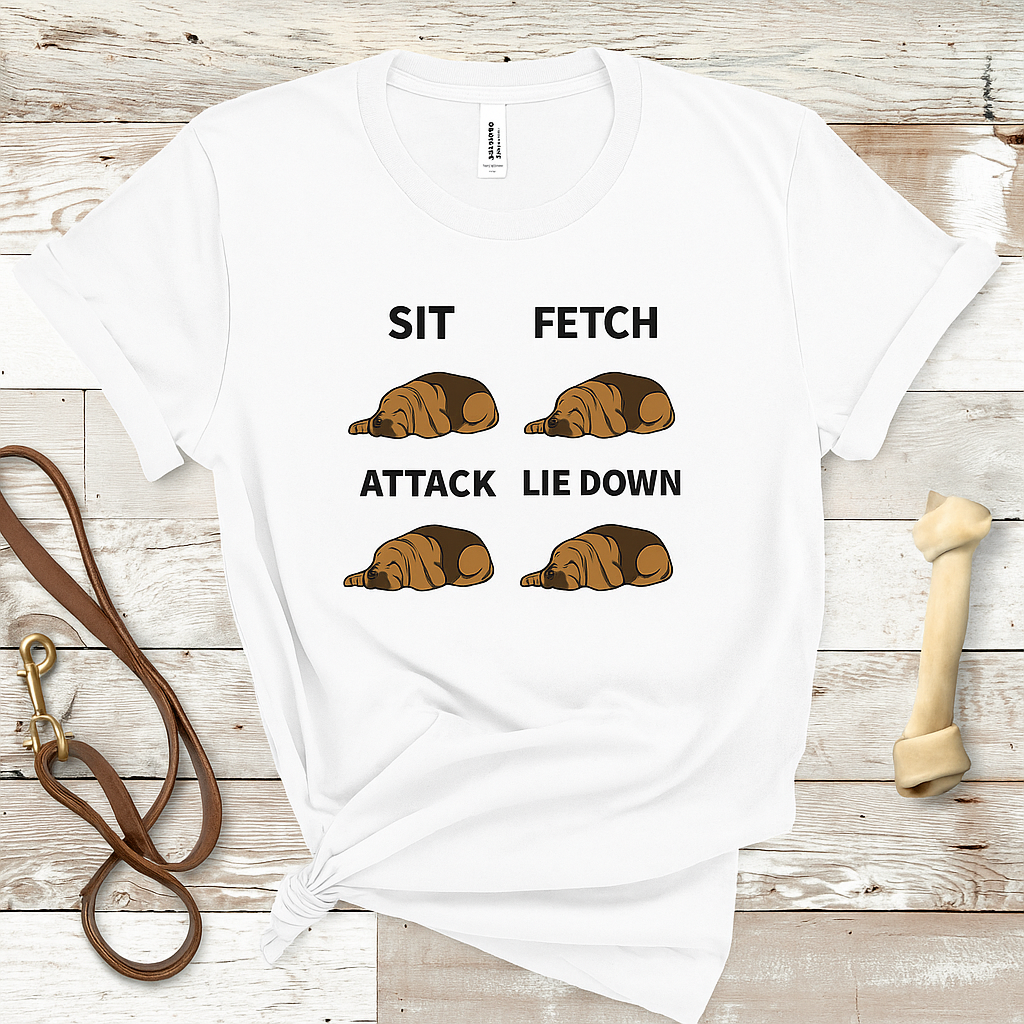 Funny Dog Commands Tee, Bloodhound Lover Gift, Unisex Graphic Shirt, Dog Owner Humor, Casual Wear, Birthday Present