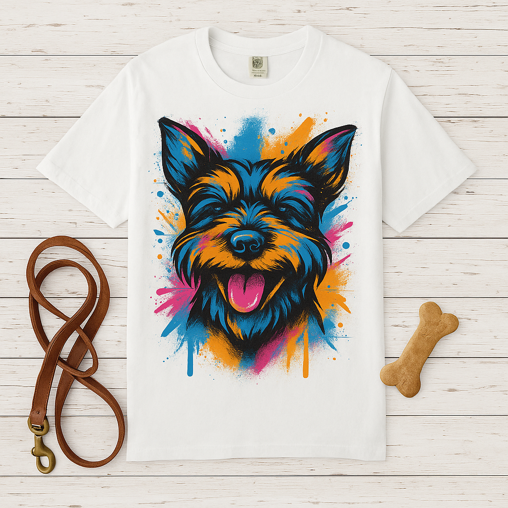 Colorful Yorkshire Terrier T-Shirt — Vibrant Dog Portrait Tee