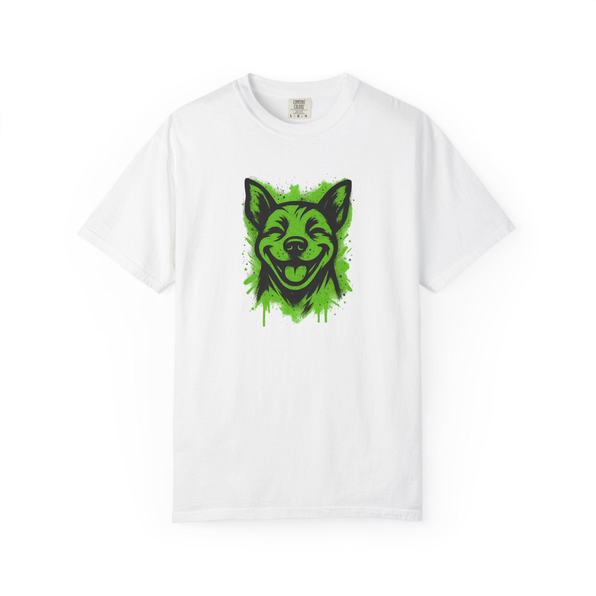 Happy Pitbull T-Shirt — Neon Green Smiling Dog Graphic Tee