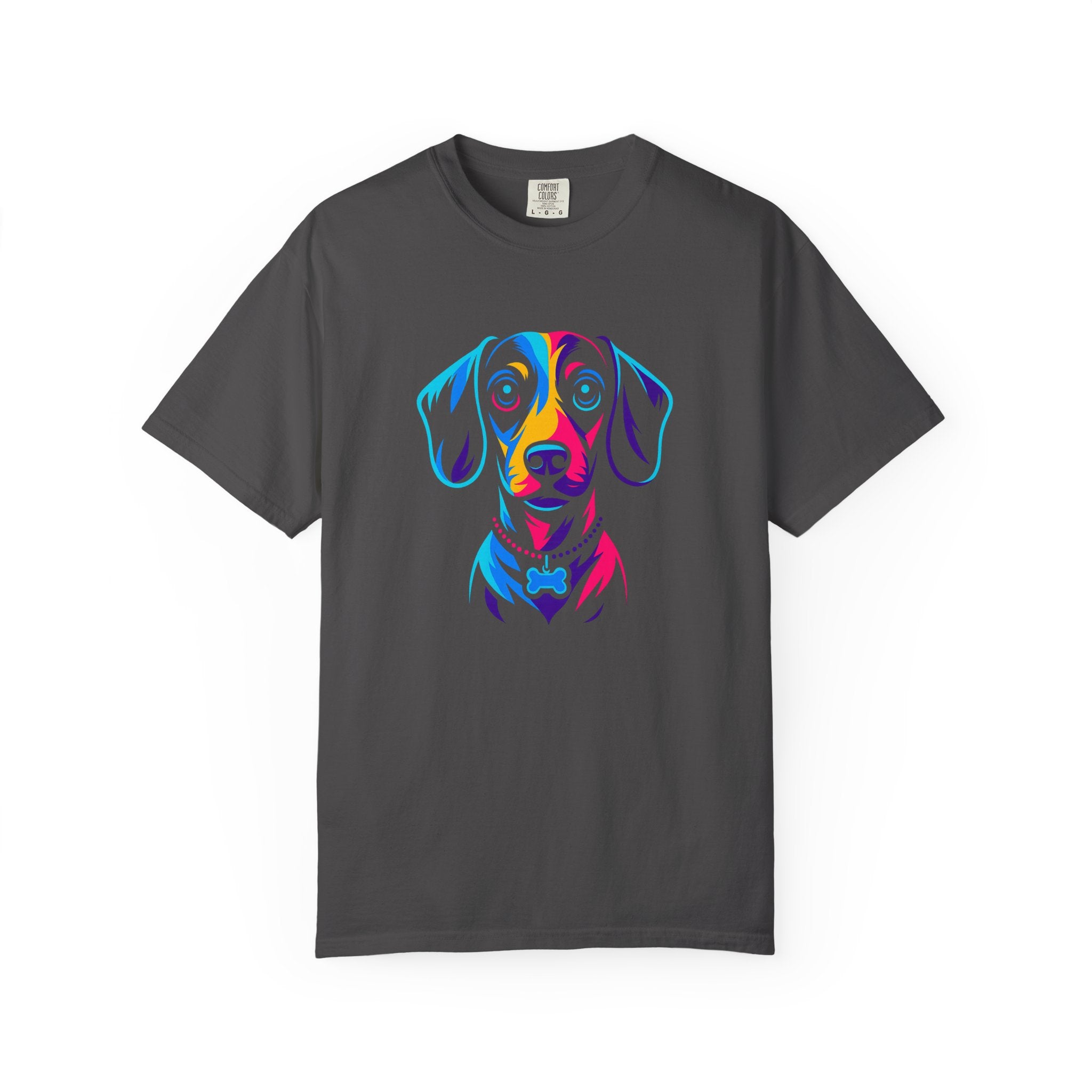 Colorful Dachshund Portrait T-Shirt — Vibrant Pop Art Dog Tee for Dog Lovers