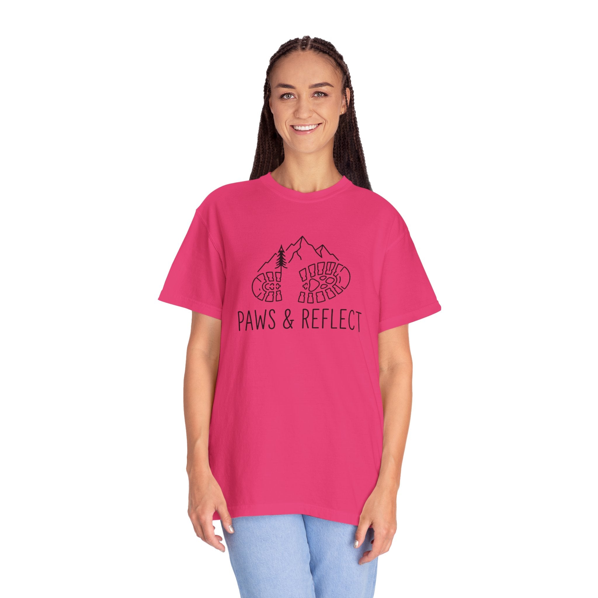 Paws & Reflect Hiking T-Shirt — Dog Paw Trail Graphic Tee