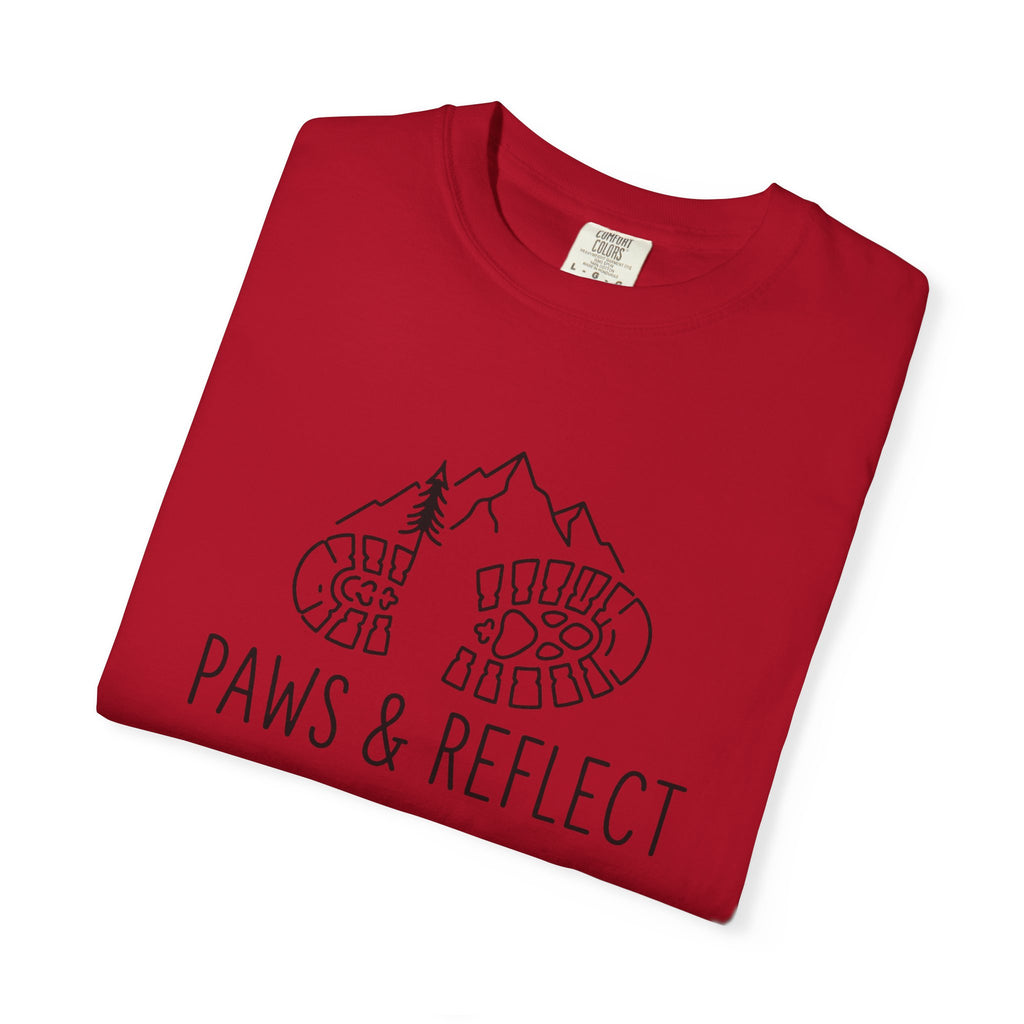 Paws & Reflect Hiking T-Shirt — Dog Paw Trail Graphic Tee