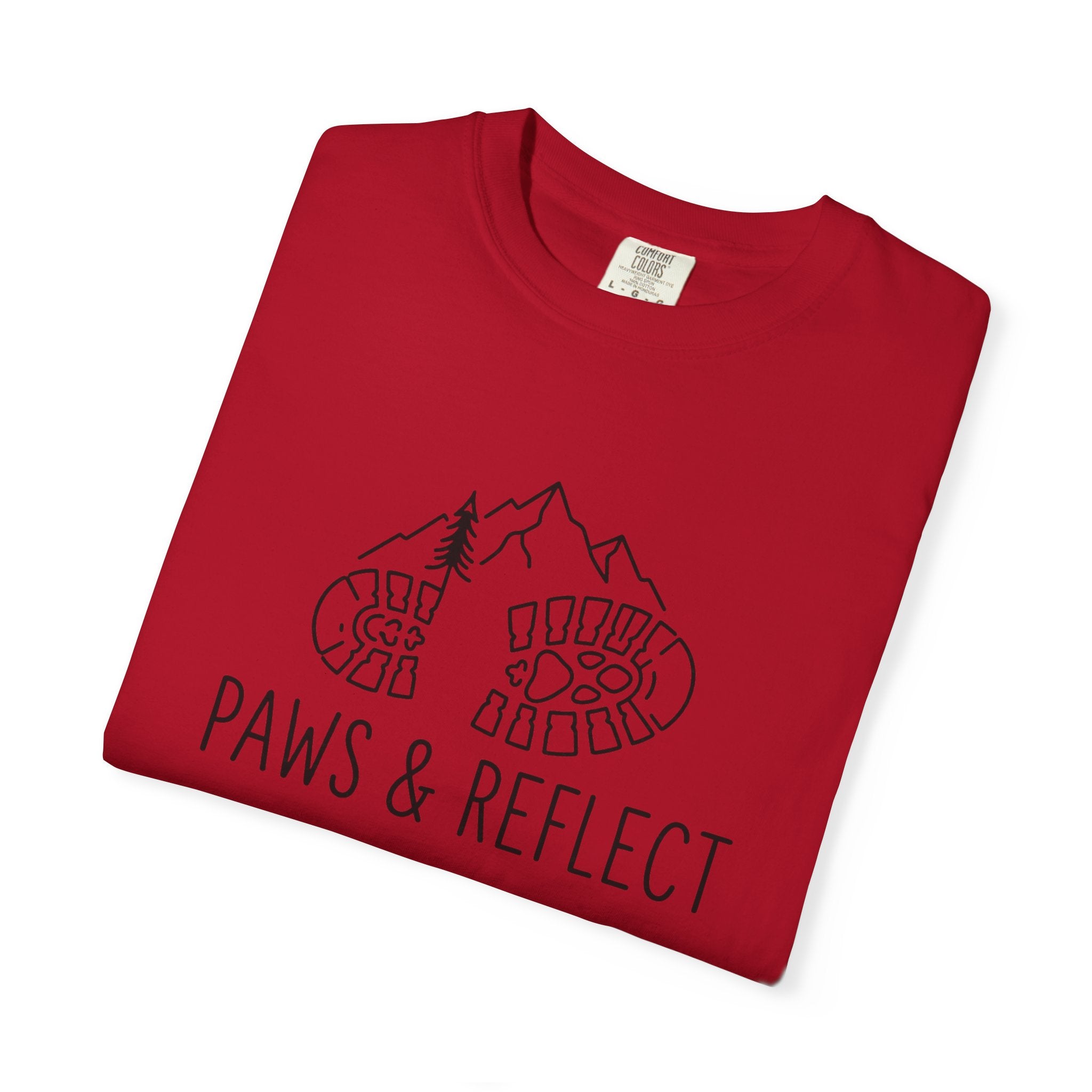 Paws & Reflect Hiking T-Shirt — Dog Paw Trail Graphic Tee