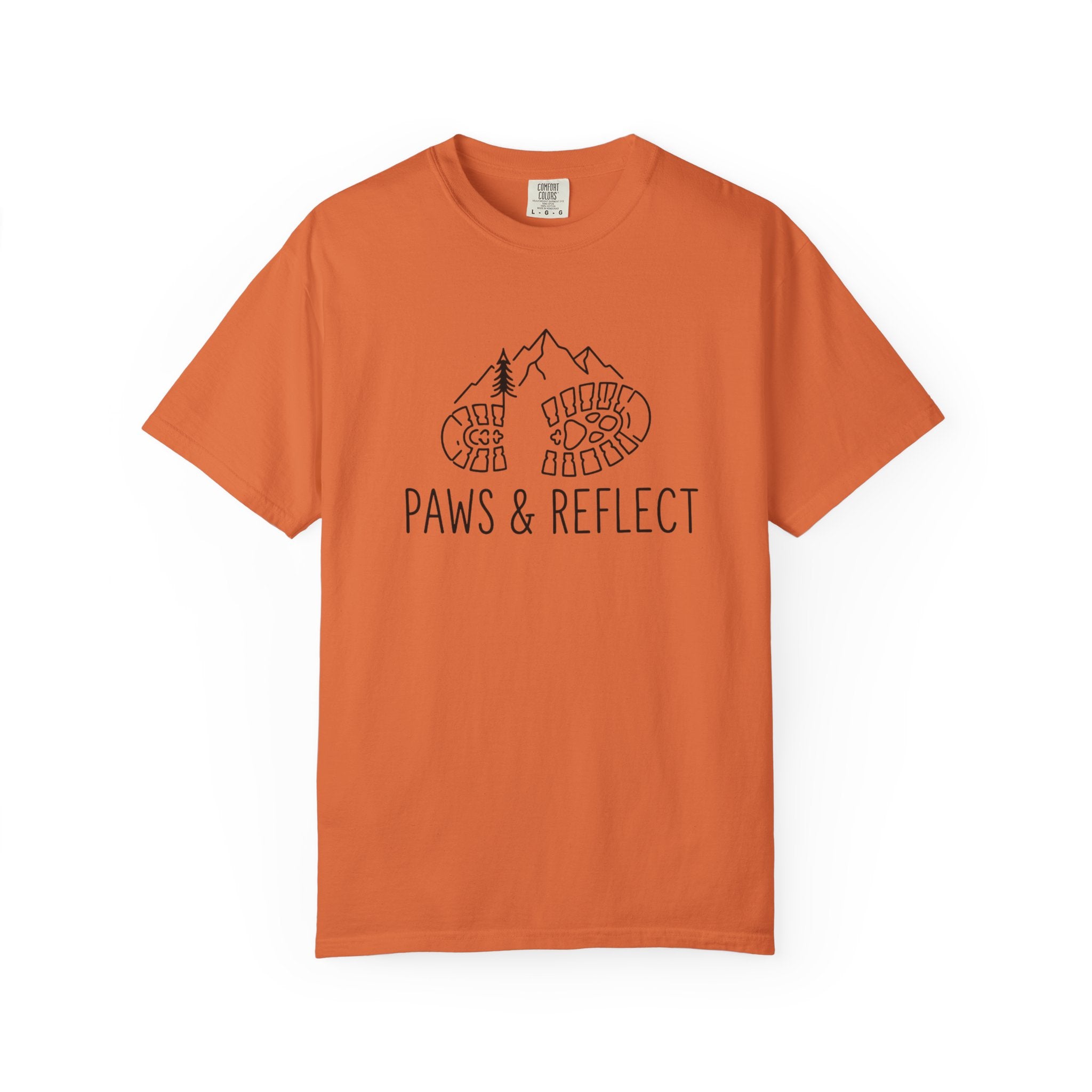 Paws & Reflect Hiking T-Shirt — Dog Paw Trail Graphic Tee