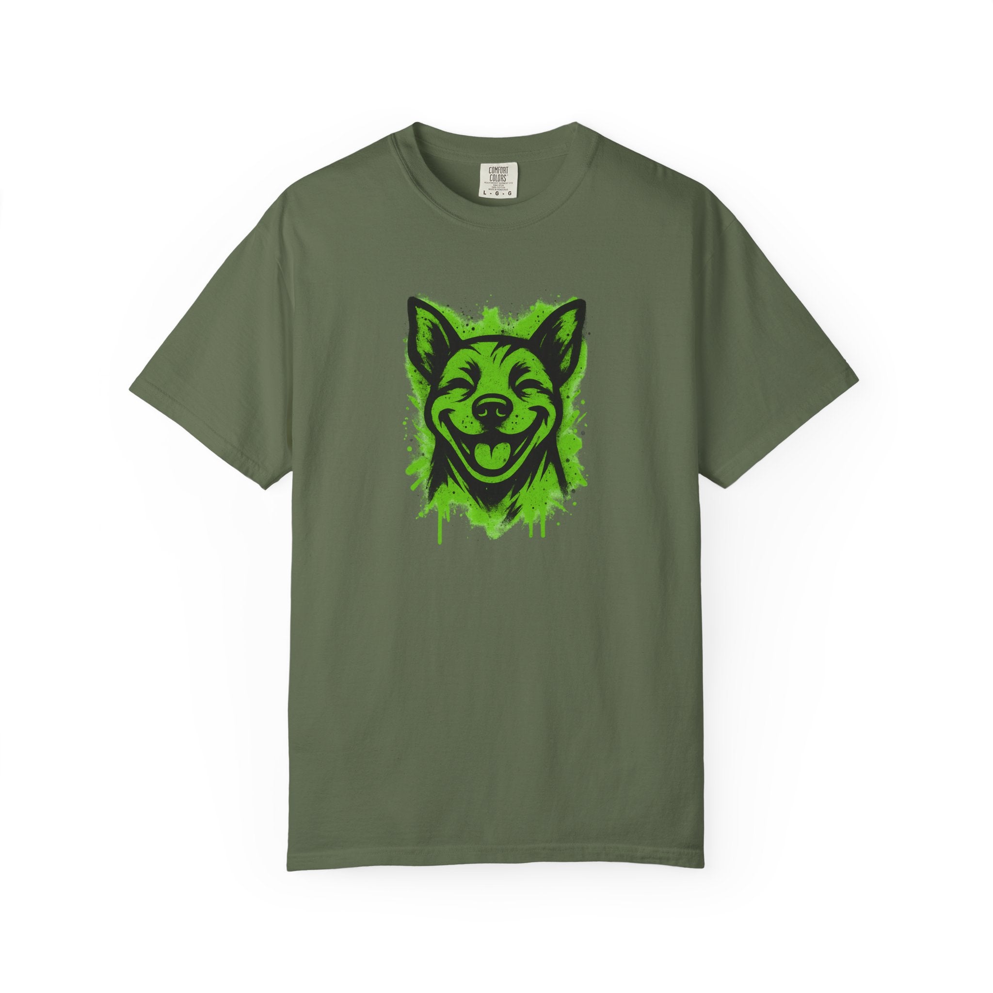 Happy Pitbull T-Shirt — Neon Green Smiling Dog Graphic Tee