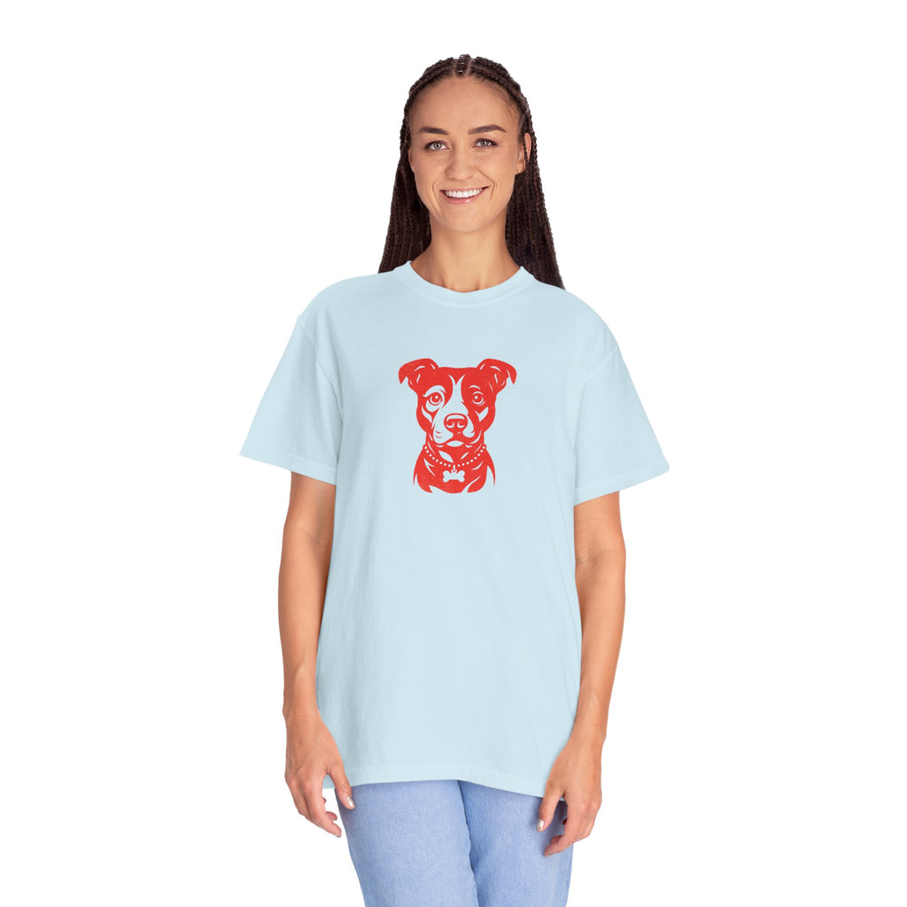 Pitbull Portrait T‑Shirt — Red Dog Graphic Tee for Pet Lovers