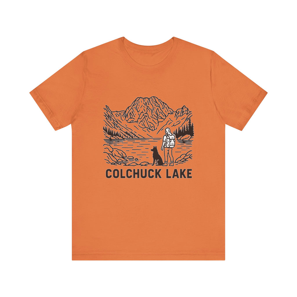 Outdoor Adventures Tee, Colchuck Lake Graphic Shirt, Dog Lover Gift, Hiking Outfit, Camping Wear, Unisex Short Sleeve Tee