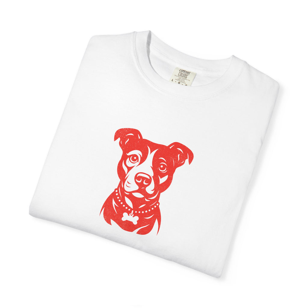 Pitbull Portrait T‑Shirt — Red Dog Graphic Tee for Pet Lovers