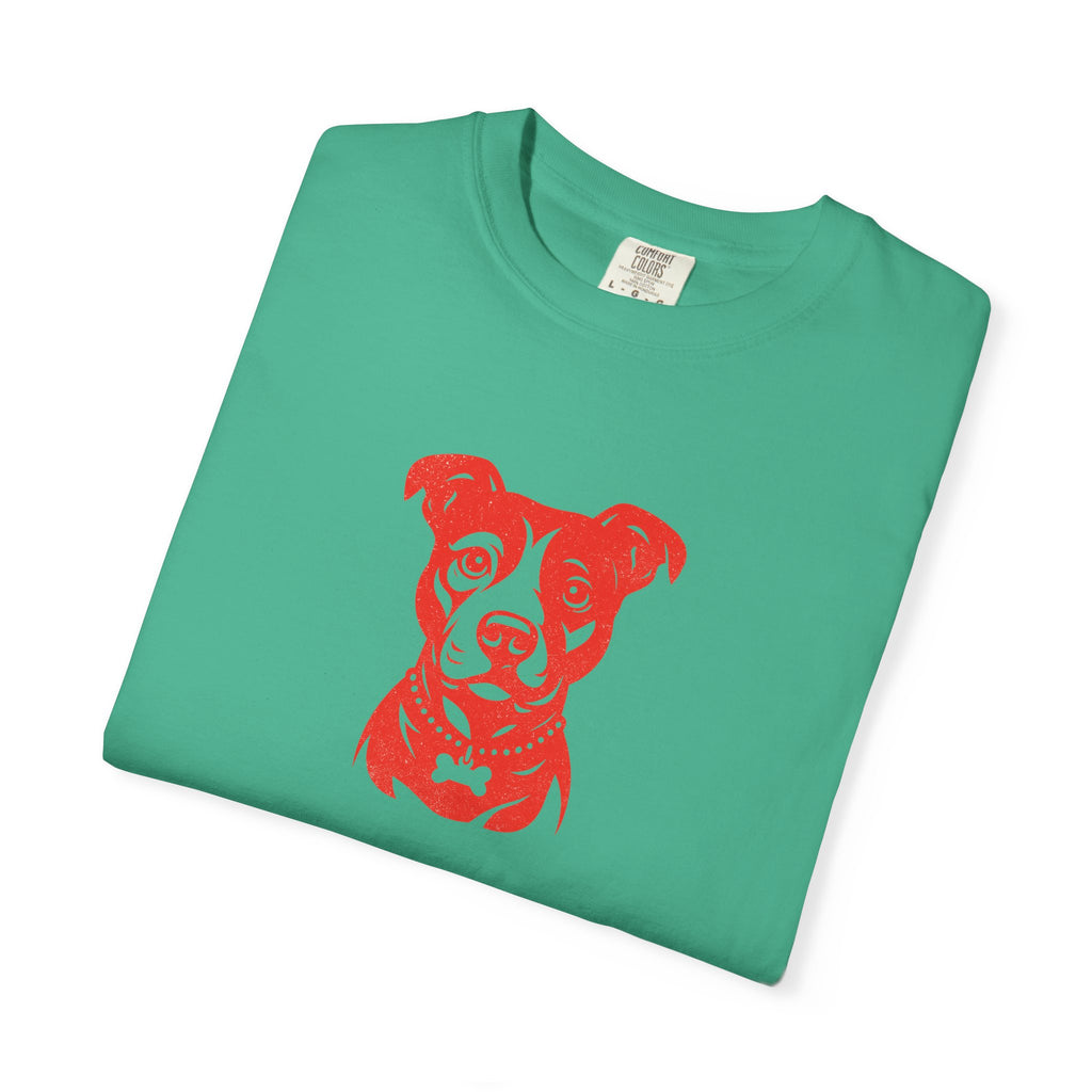 Pitbull Portrait T‑Shirt — Red Dog Graphic Tee for Pet Lovers