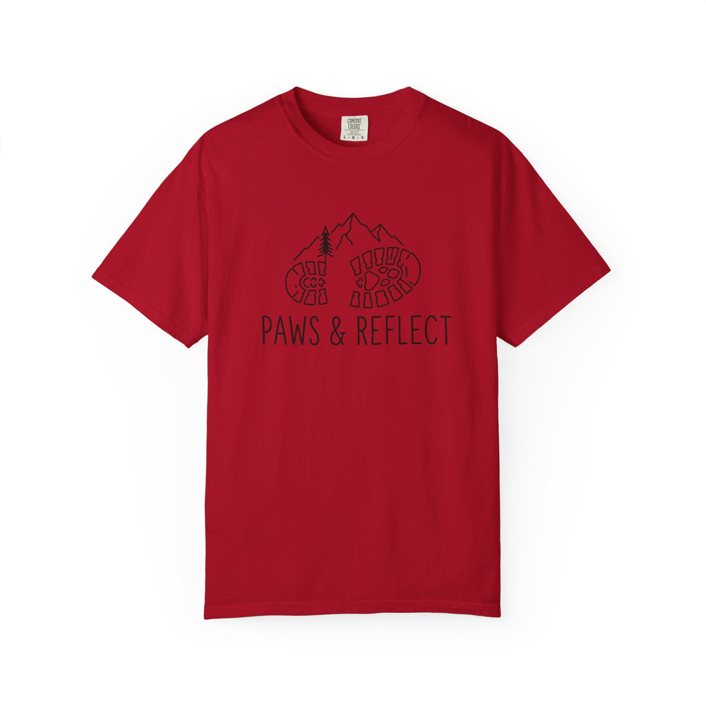 Paws & Reflect Hiking T-Shirt — Dog Paw Trail Graphic Tee