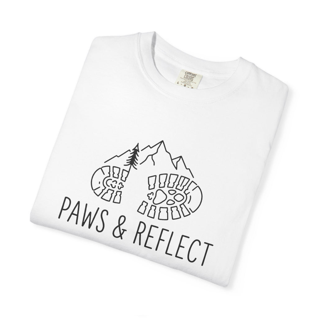 Paws & Reflect Hiking T-Shirt — Dog Paw Trail Graphic Tee