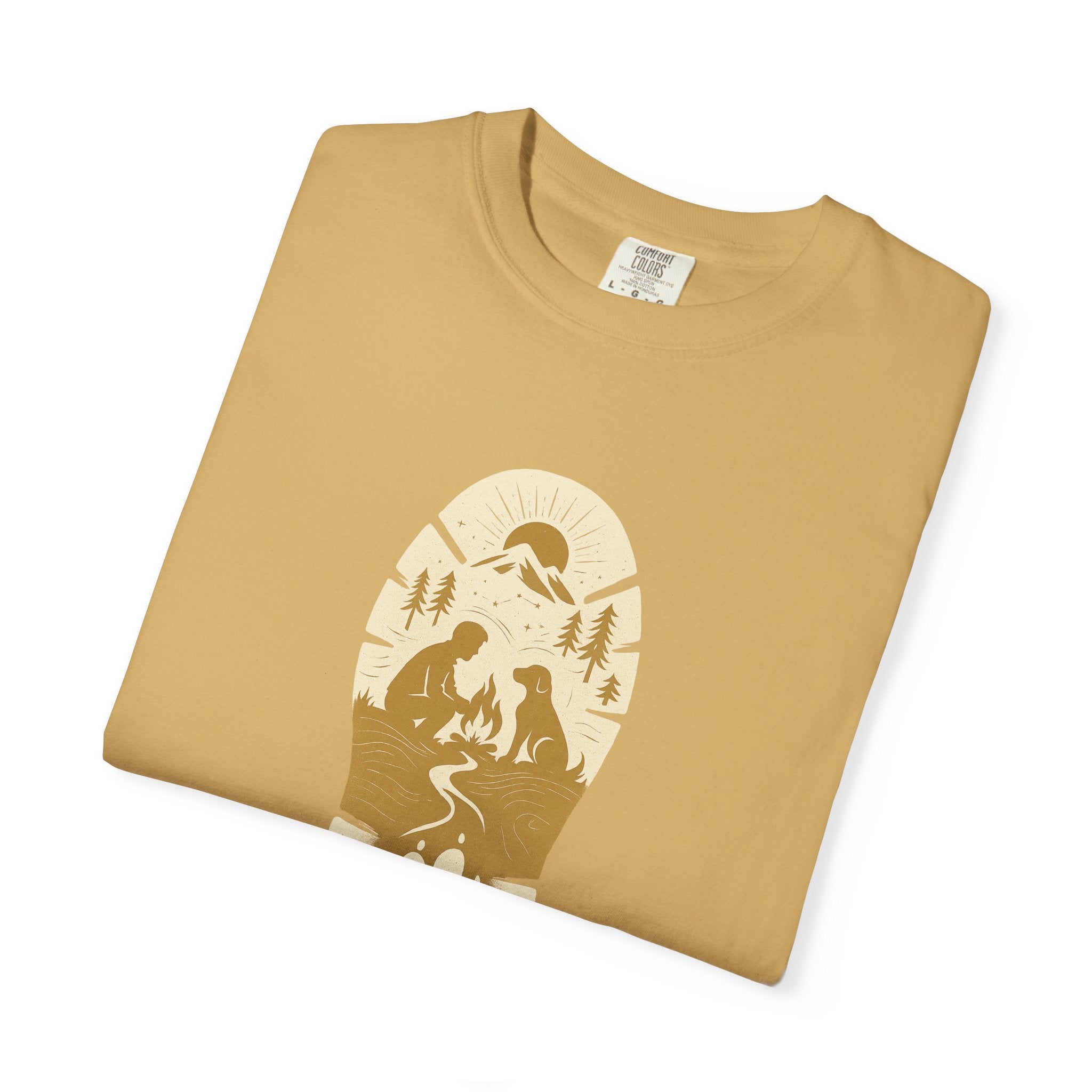 Adventure Pawprint T-Shirt — Mountain Trail Dog Silhouette Graphic