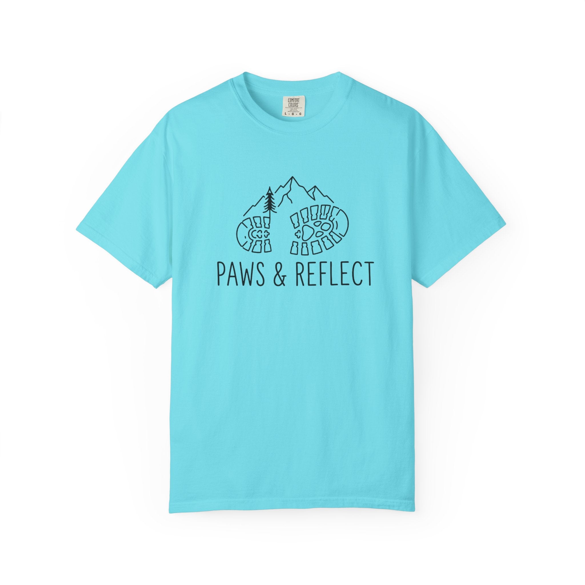 Paws & Reflect Hiking T-Shirt — Dog Paw Trail Graphic Tee