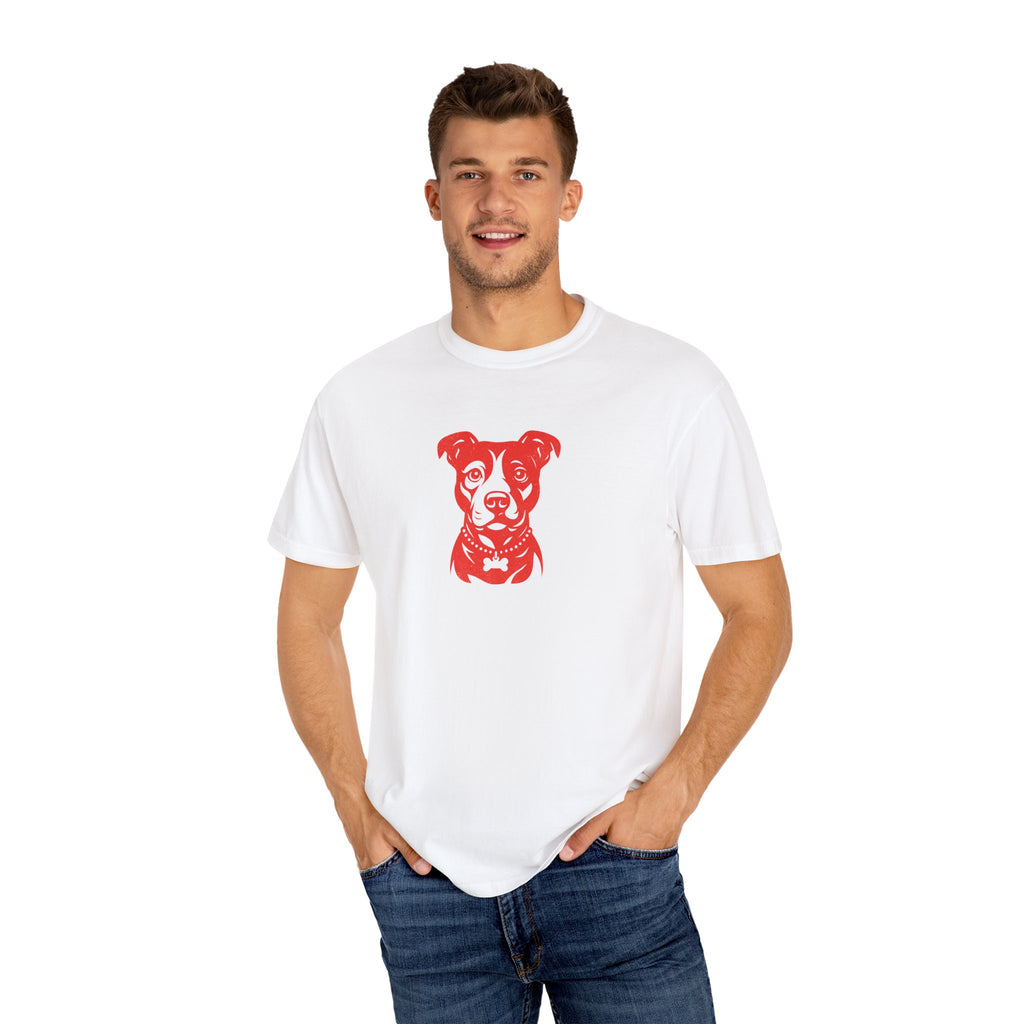 Pitbull Portrait T‑Shirt — Red Dog Graphic Tee for Pet Lovers