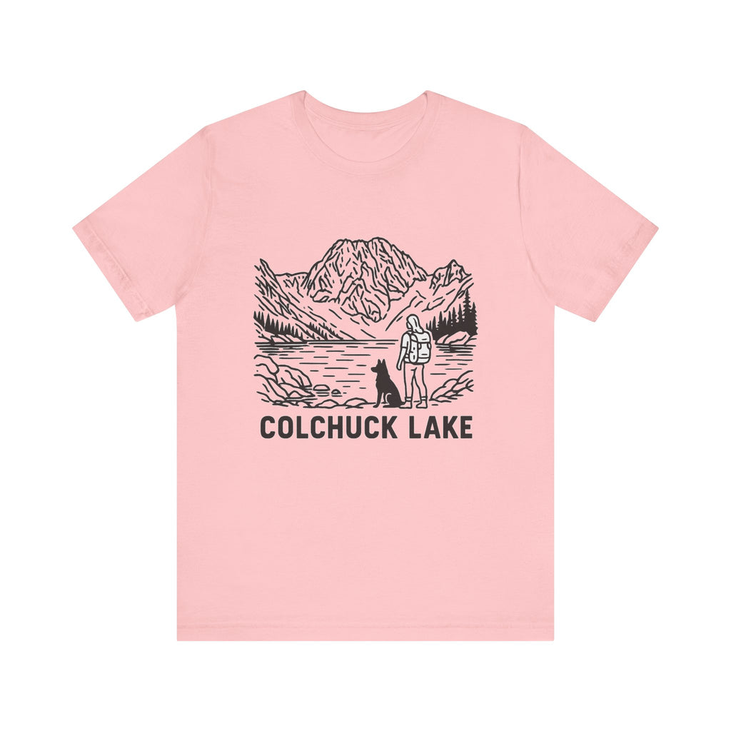 Outdoor Adventures Tee, Colchuck Lake Graphic Shirt, Dog Lover Gift, Hiking Outfit, Camping Wear, Unisex Short Sleeve Tee