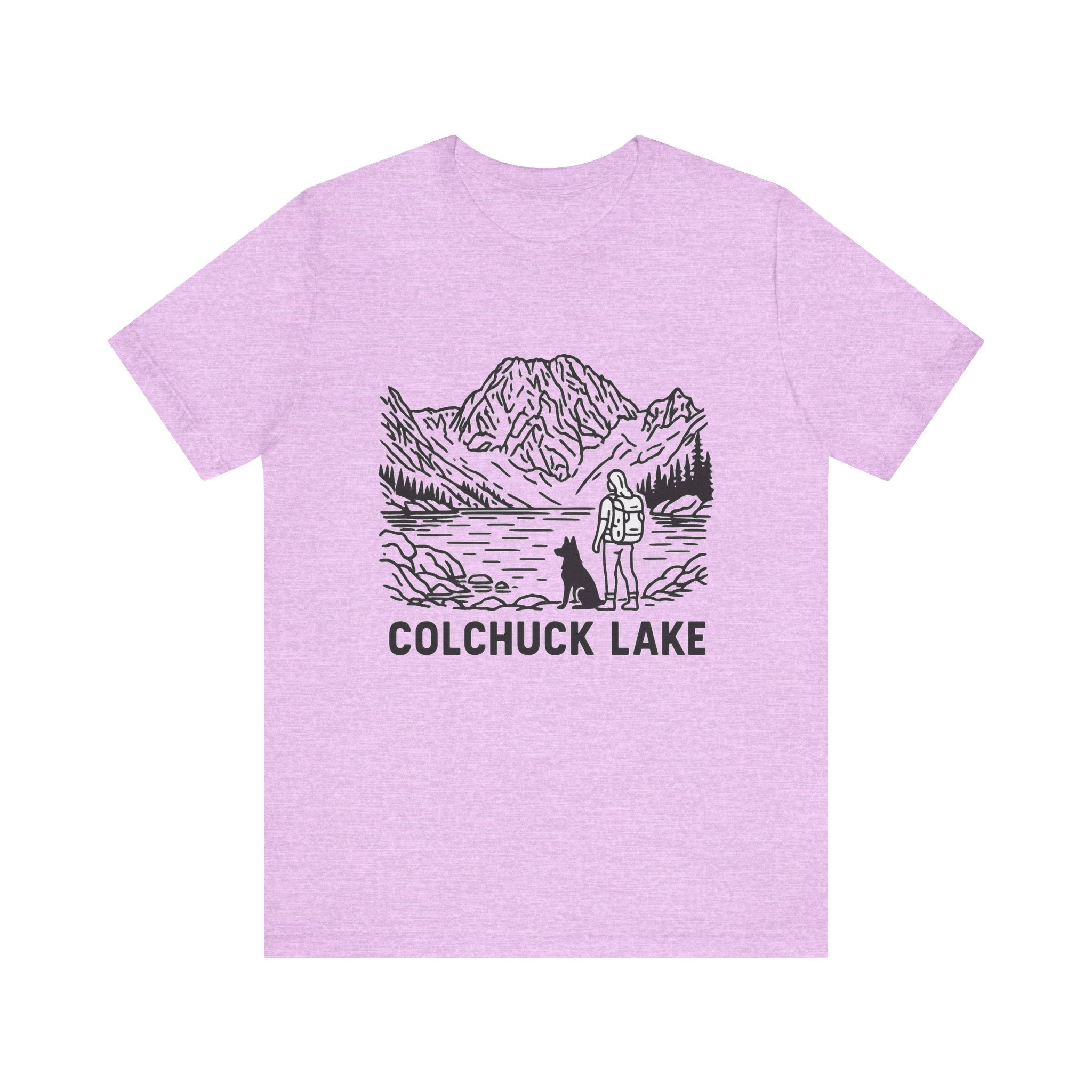 Outdoor Adventures Tee, Colchuck Lake Graphic Shirt, Dog Lover Gift, Hiking Outfit, Camping Wear, Unisex Short Sleeve Tee
