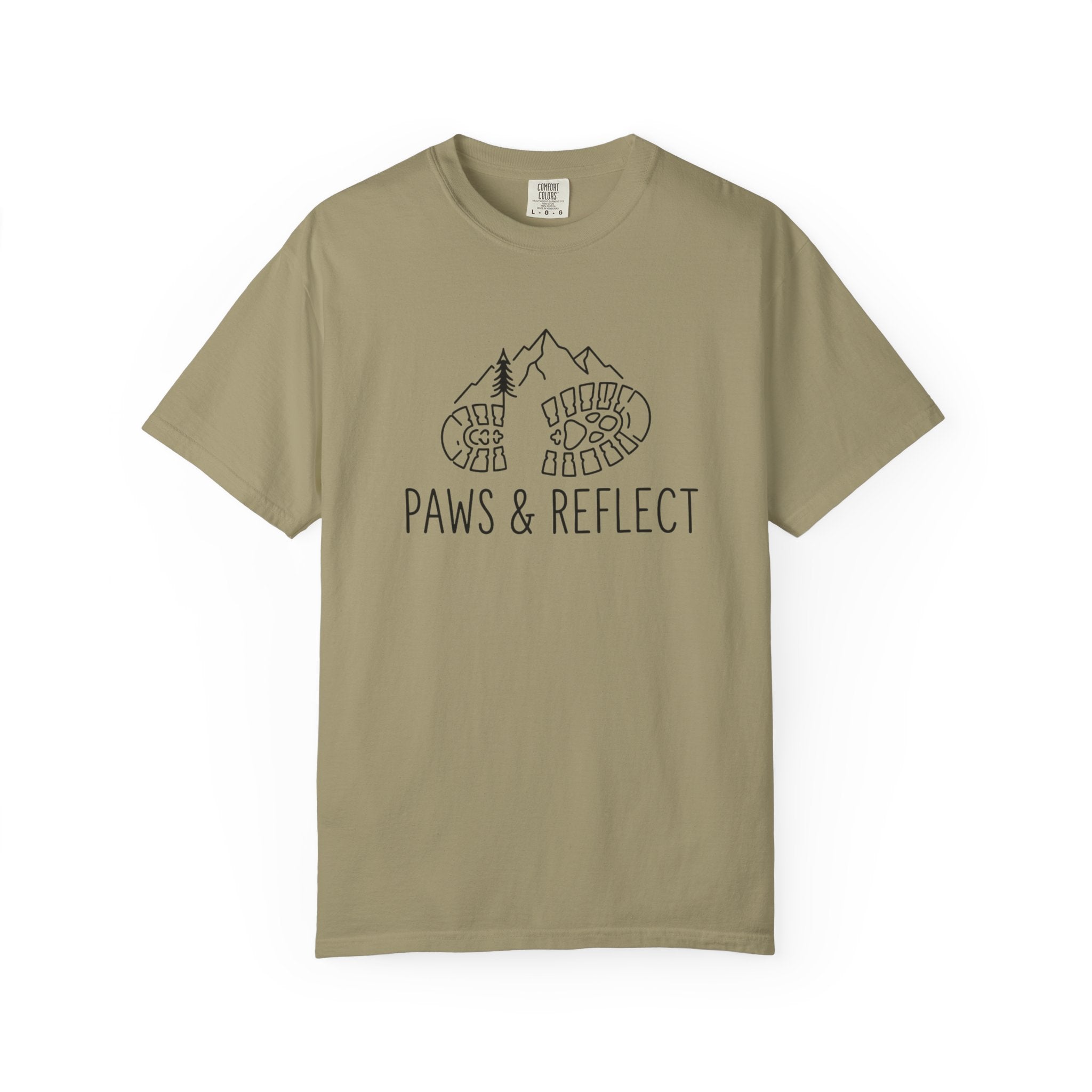 Paws & Reflect Hiking T-Shirt — Dog Paw Trail Graphic Tee