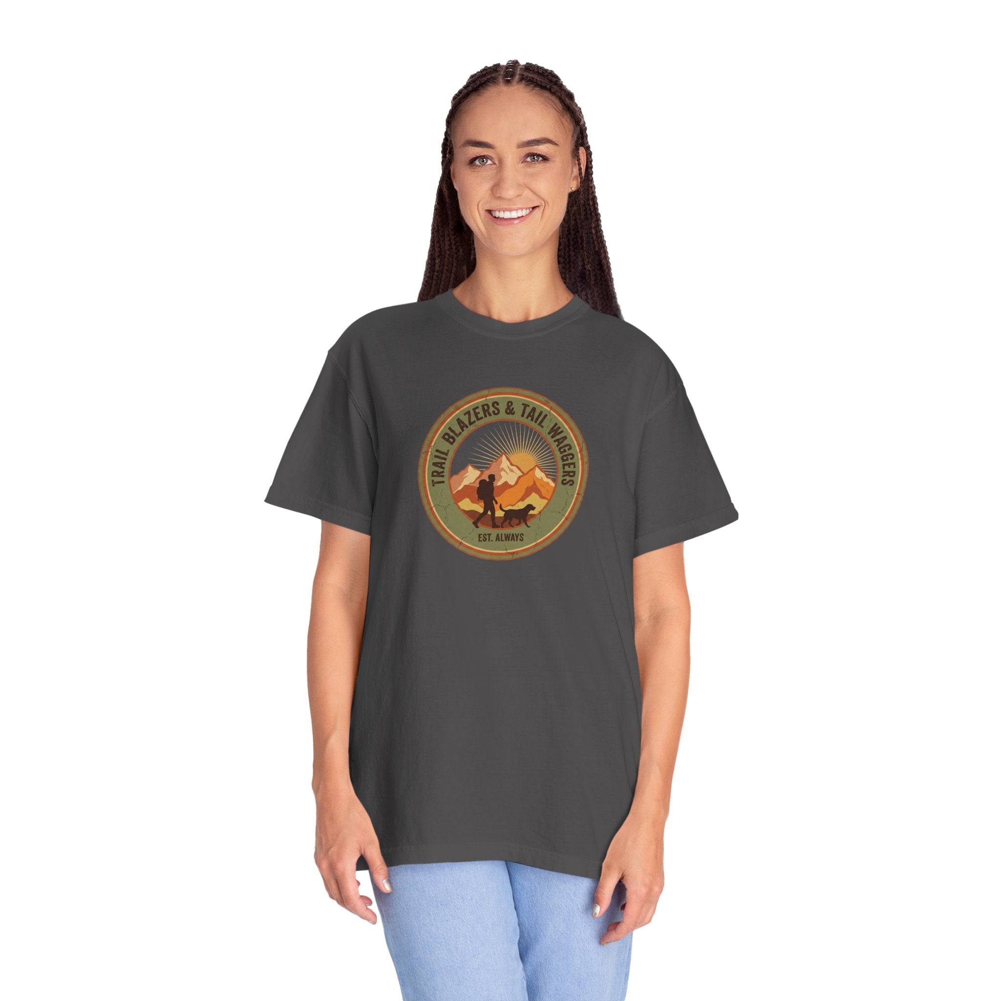 Adventure Mountains T-Shirt — The Trails Less Traveled Patch Graphic
